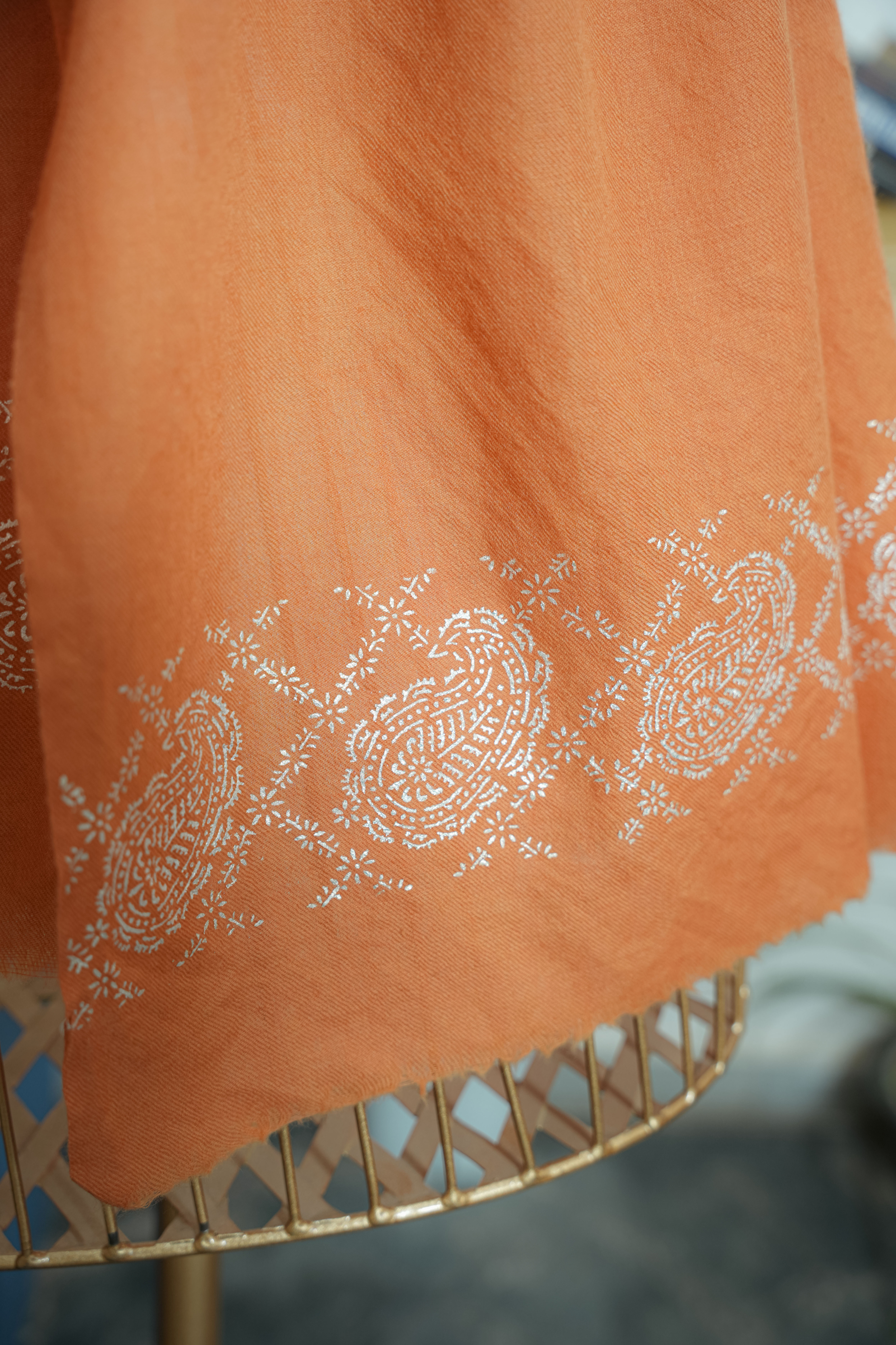 Orange Fine Wool Chandi Scarf