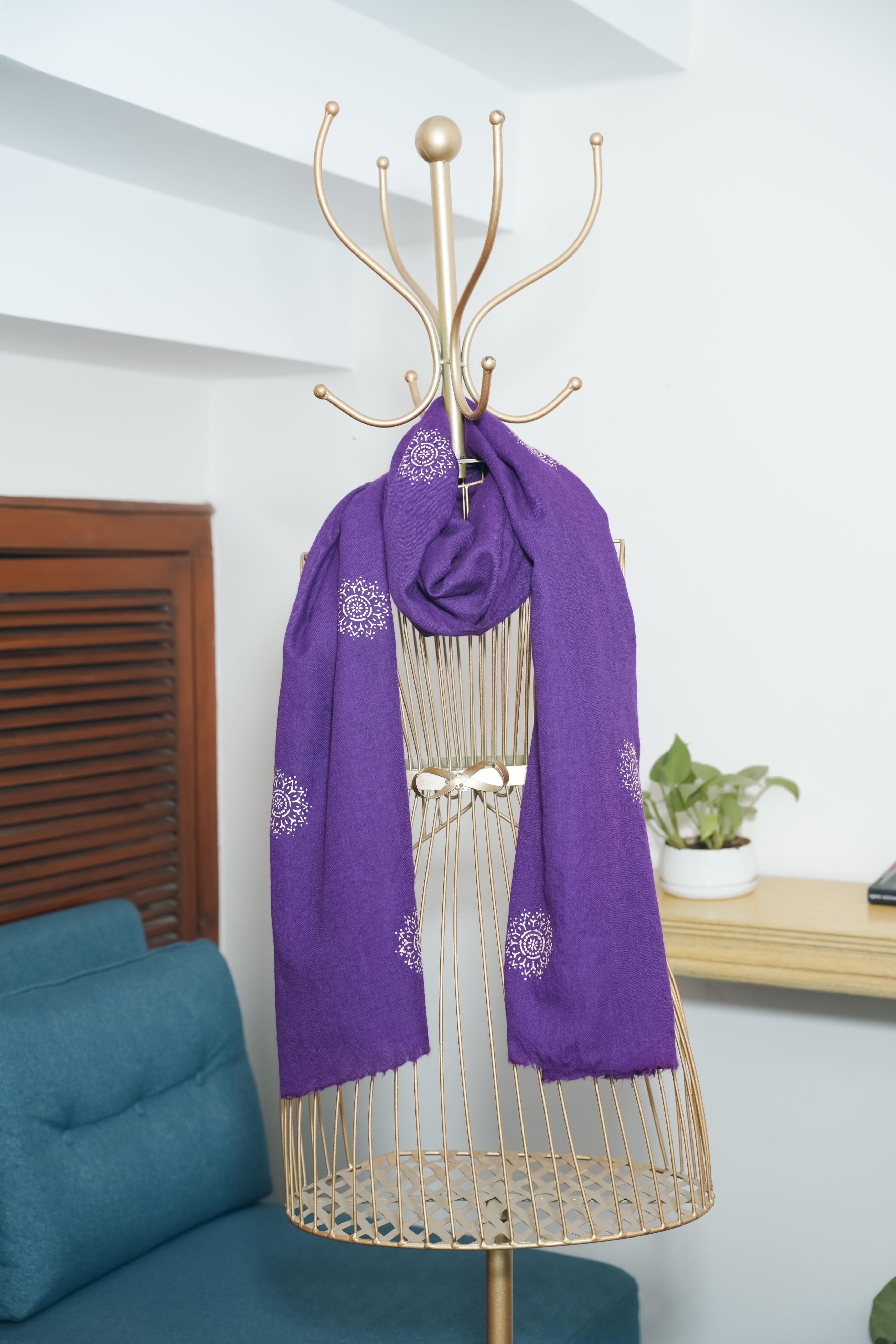 Purple Fine Wool Chandi Scarf