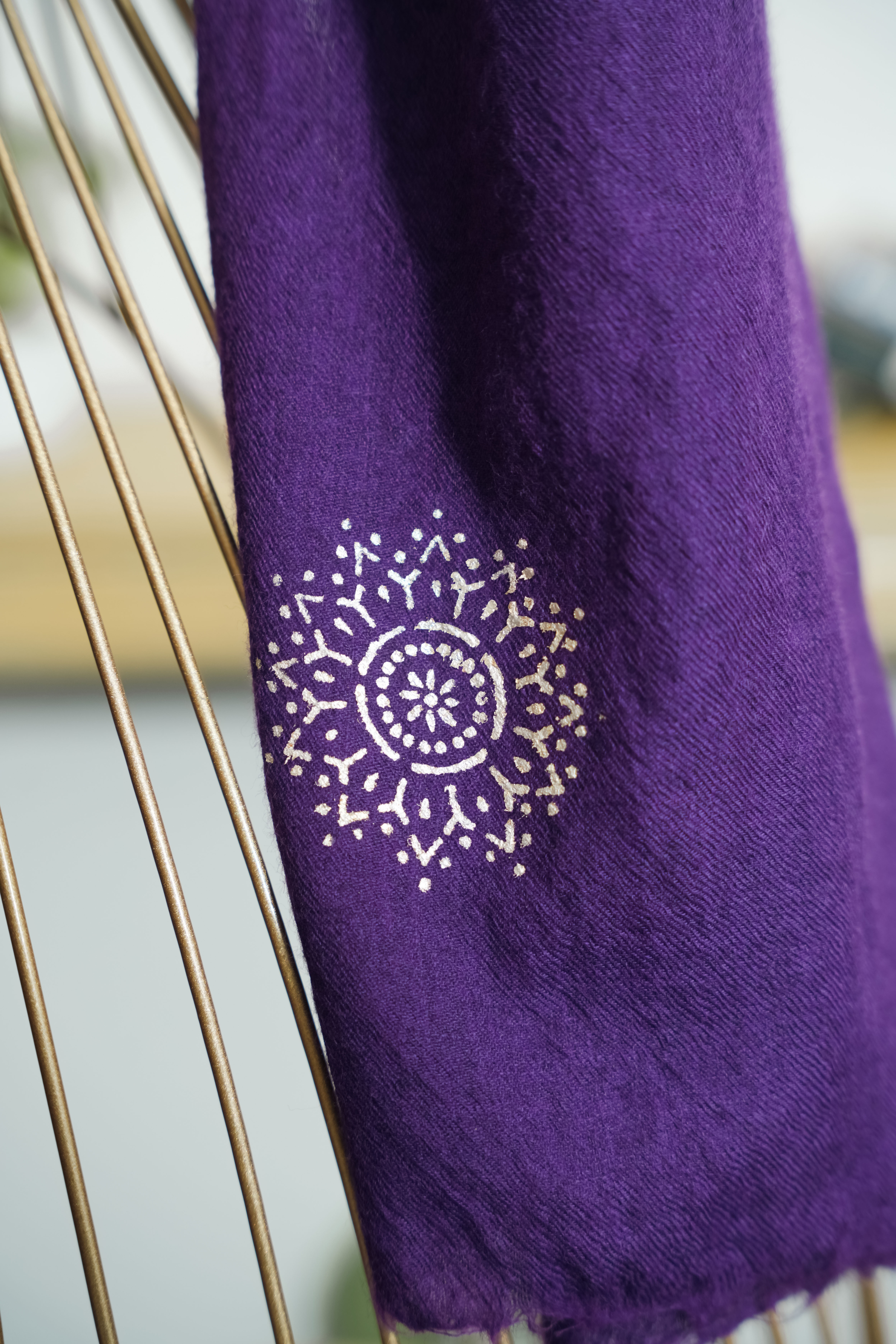 Purple Fine Wool Chandi Scarf