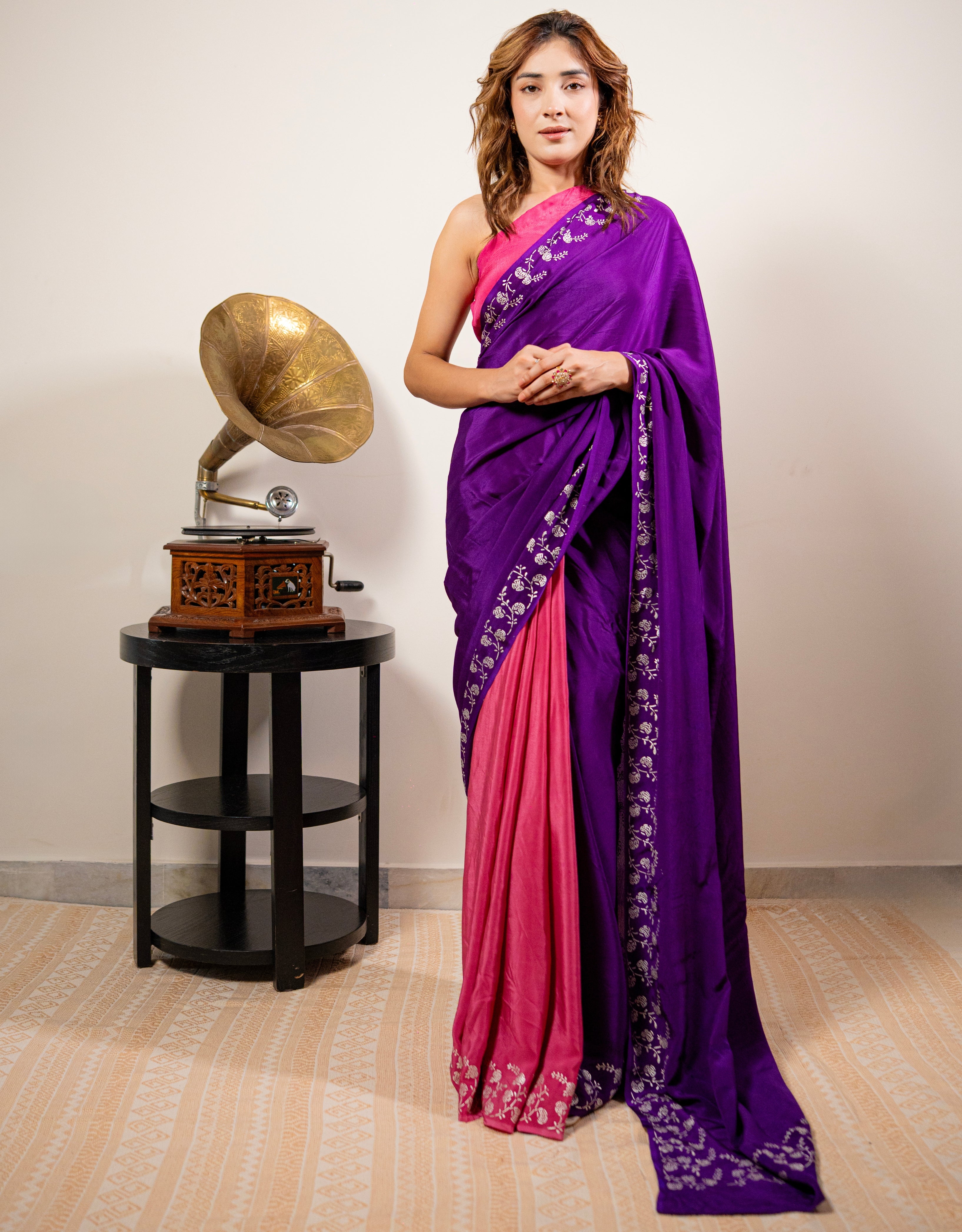 Pomegranate Ombre Real Silver Organic Crepe