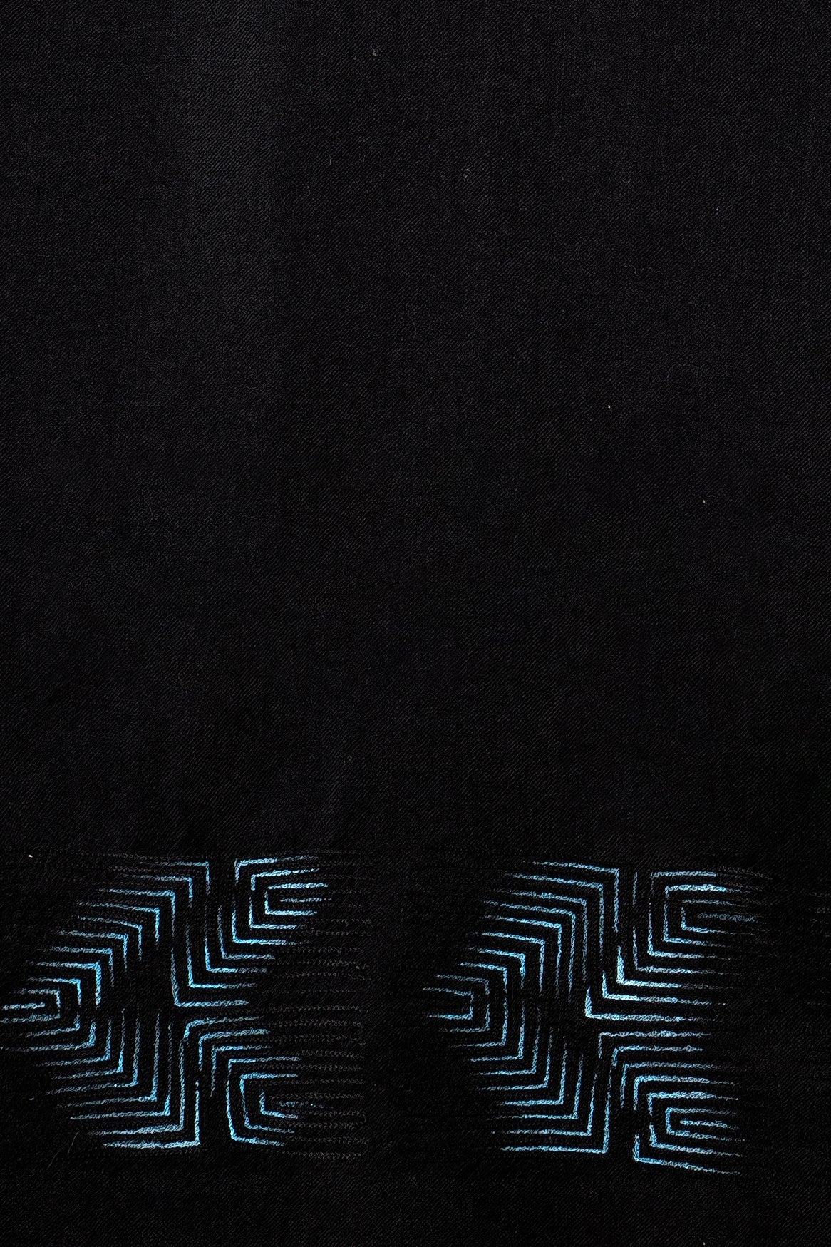Black Fine Wool Embroidered Scarf - Finding Arrows (Lines, Swirls & More)