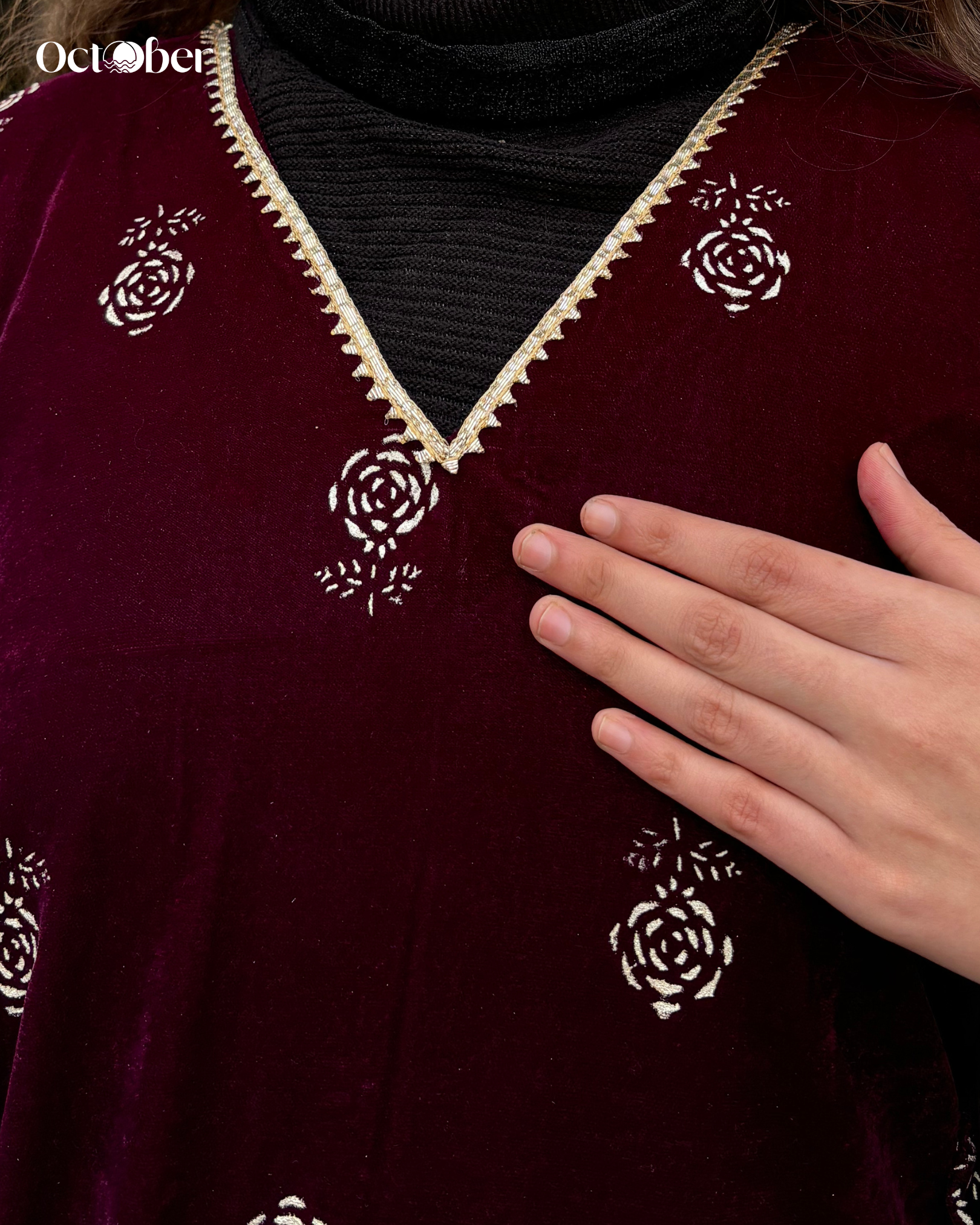Maroon Velvet Kaftan - Andromeda (The Greek Goddess)