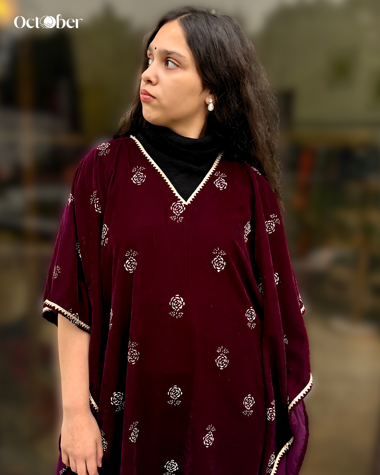 Maroon Velvet Kaftan - Andromeda (The Greek Goddess)