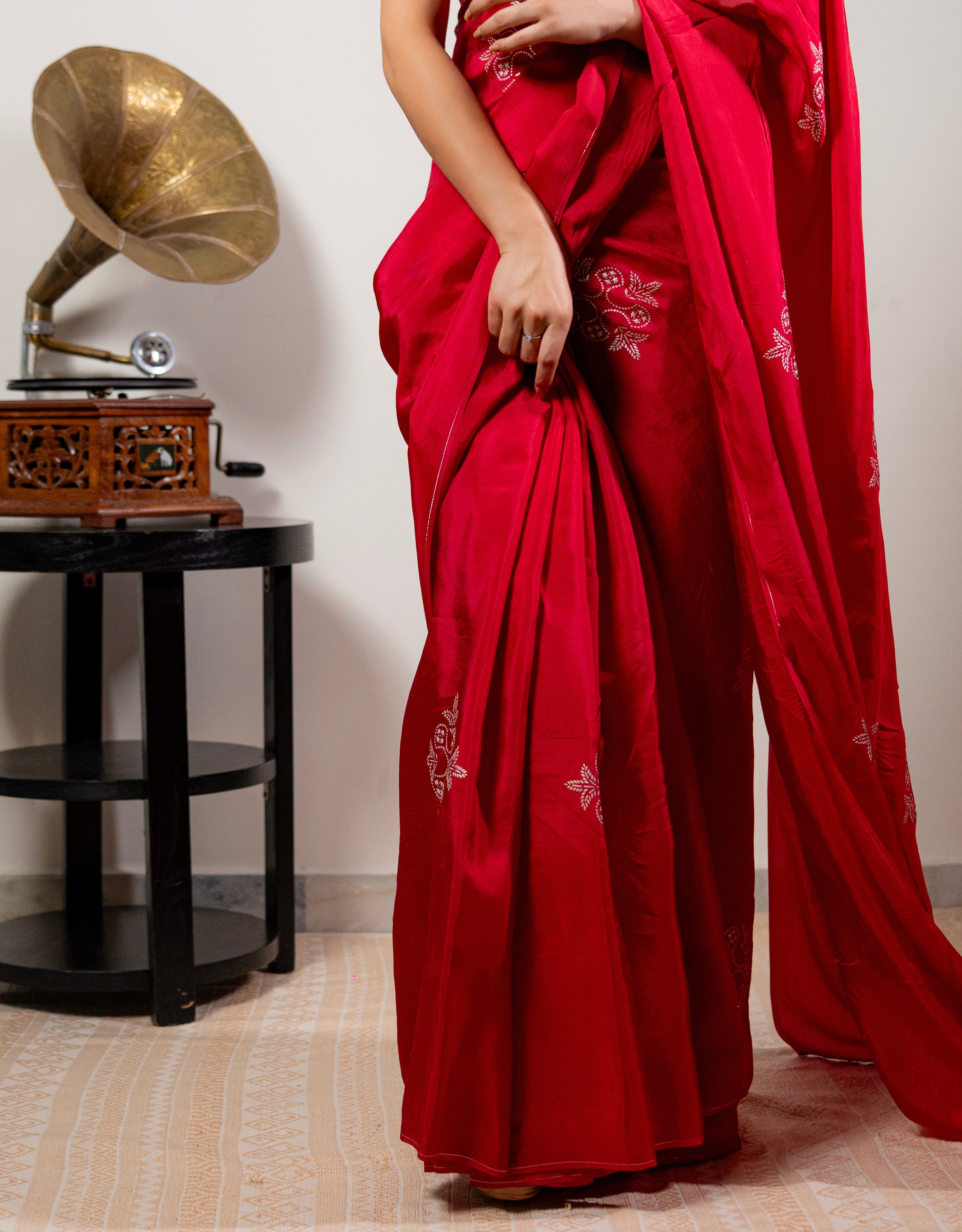 Crimson Real Silver Silk Saree