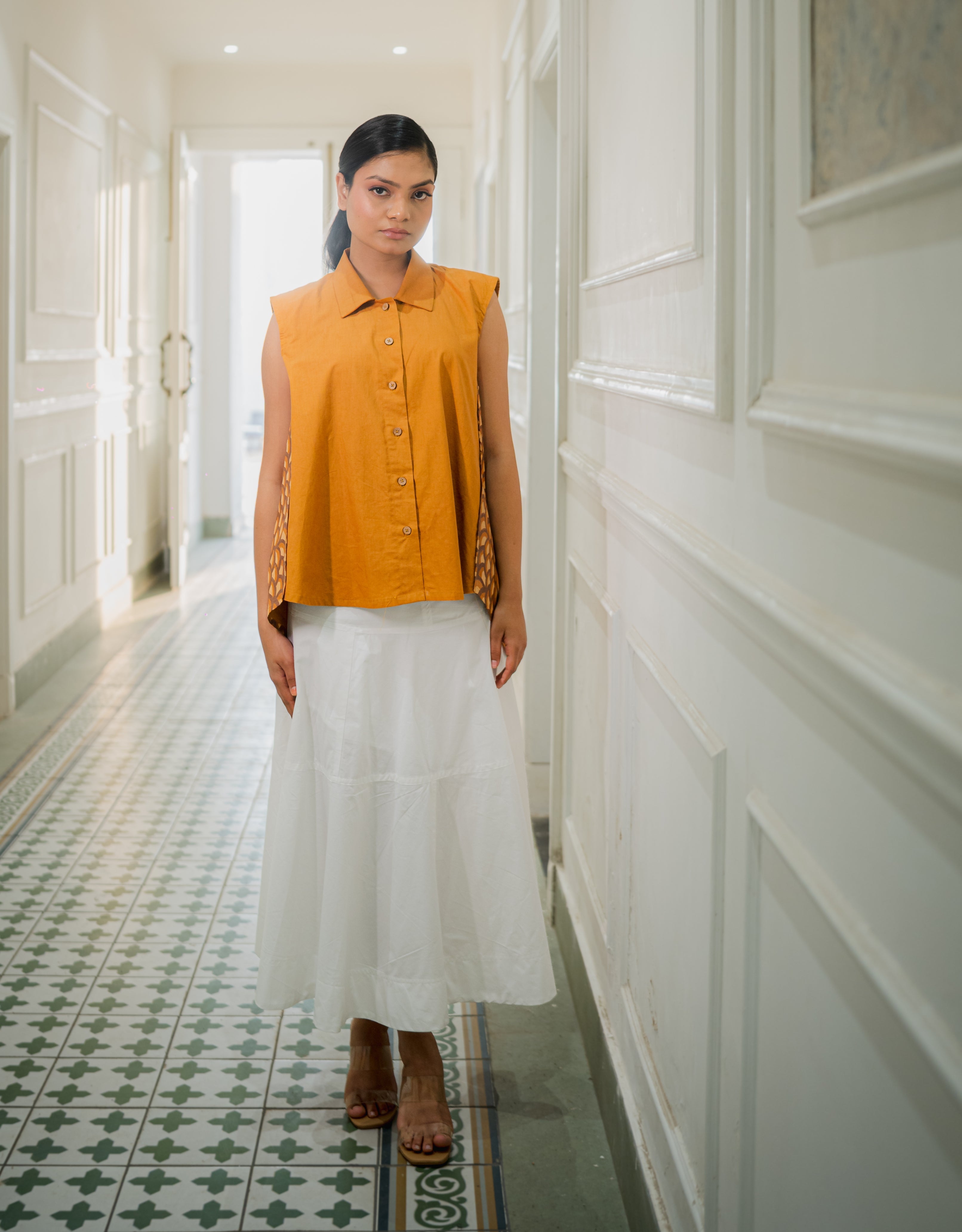 Ochre Handpainted Cotton Shirt