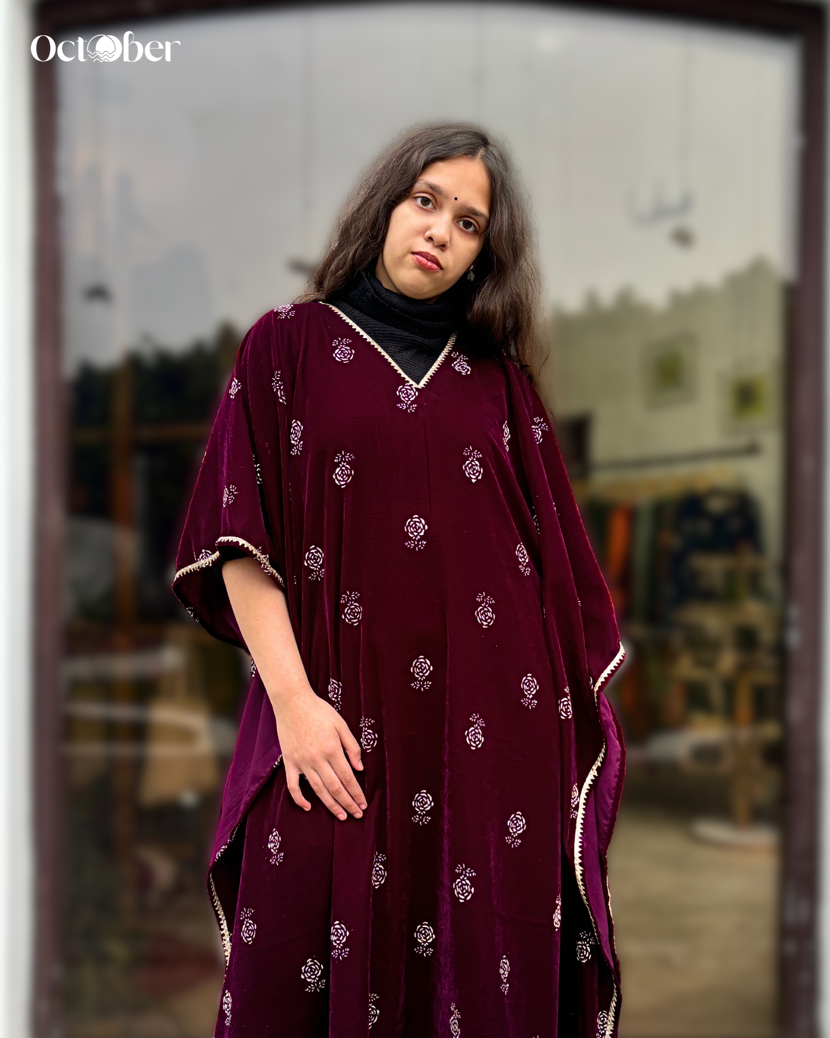 Maroon Velvet Kaftan - Andromeda (The Greek Goddess)