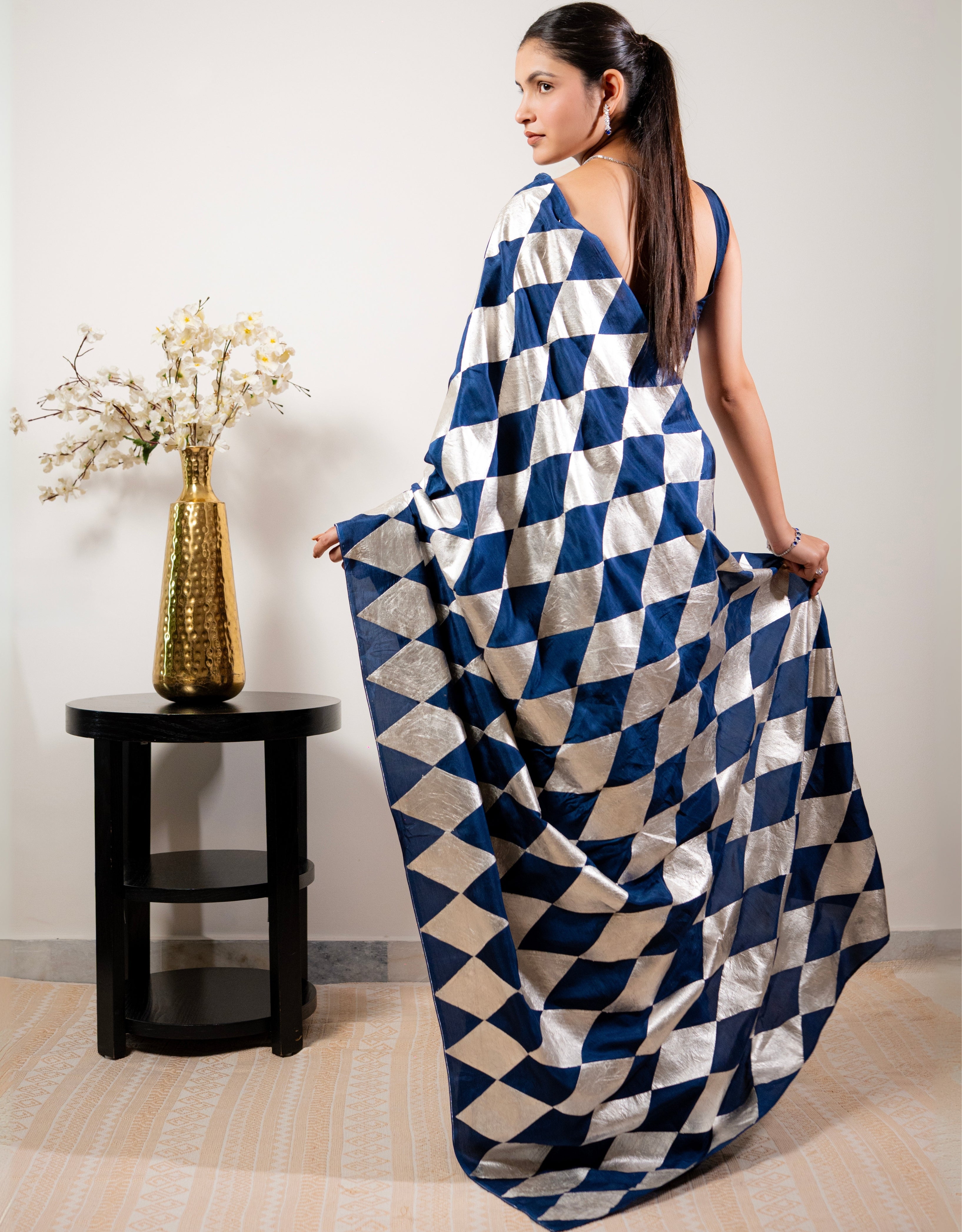 Barfi Tukda Real Silver Silk Saree