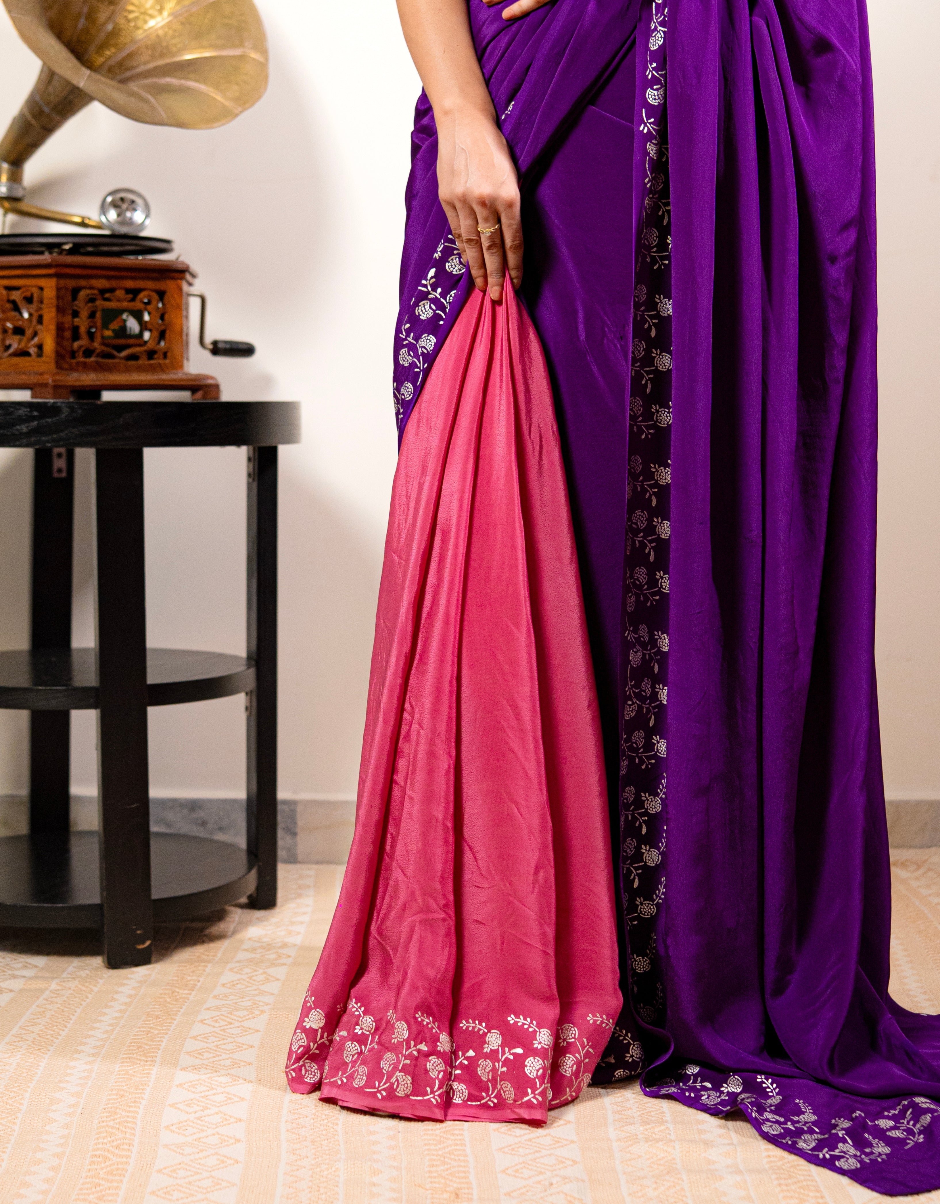 Pomegranate Ombre Real Silver Organic Crepe
