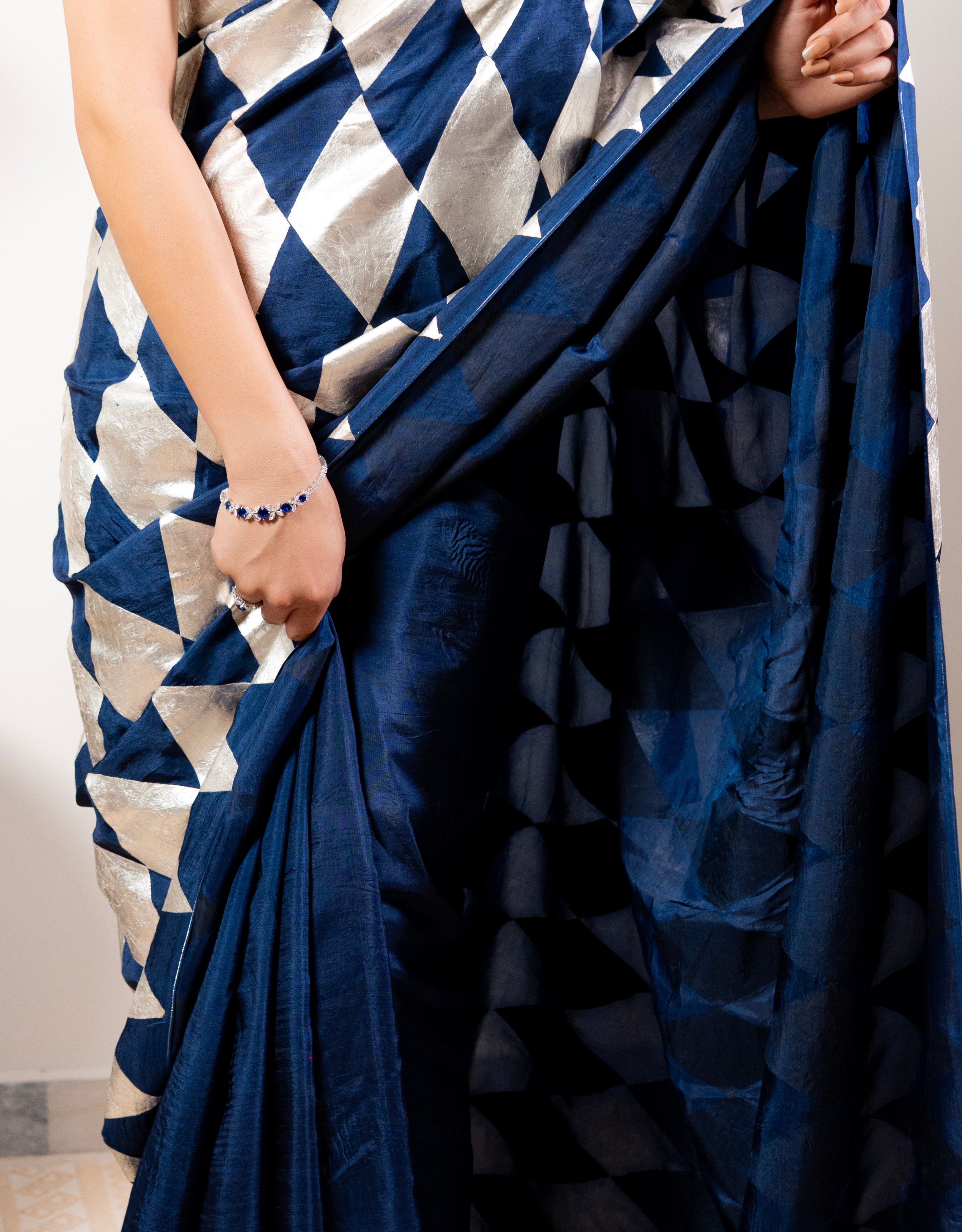 Barfi Tukda Real Silver Silk Saree