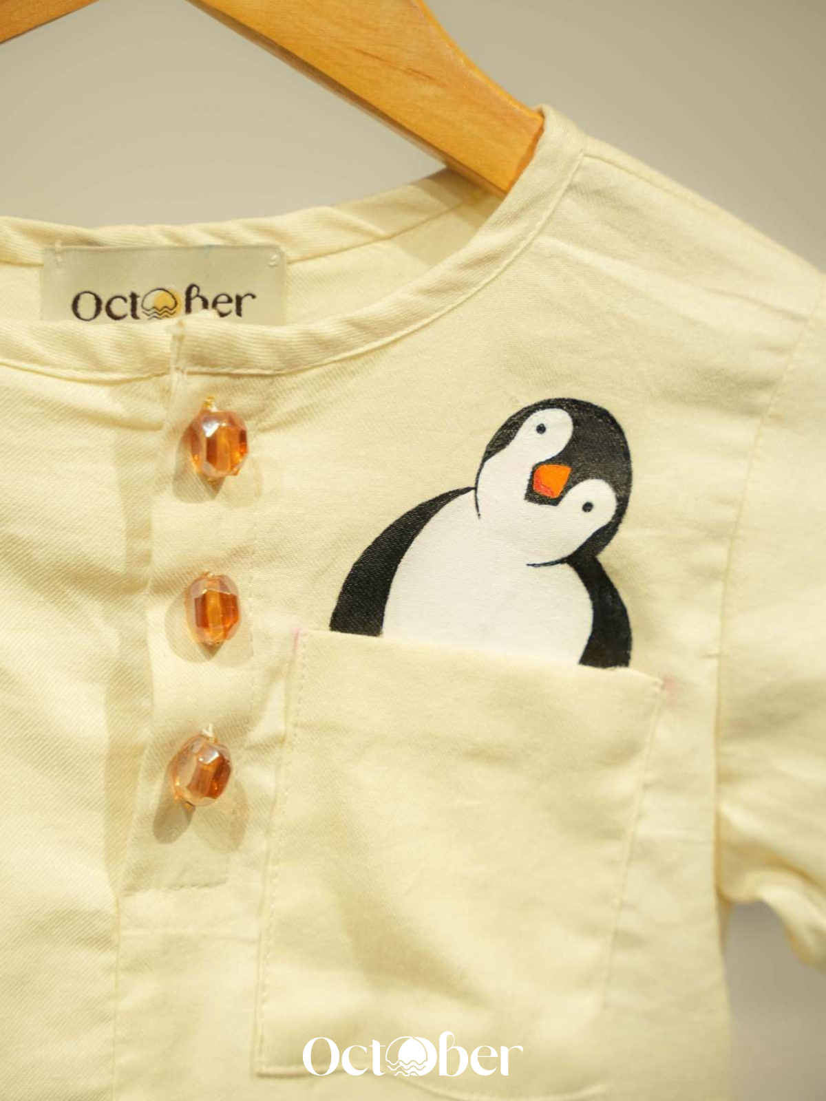 Off-White Cotton Pashmina Shirt (Kids Wear)