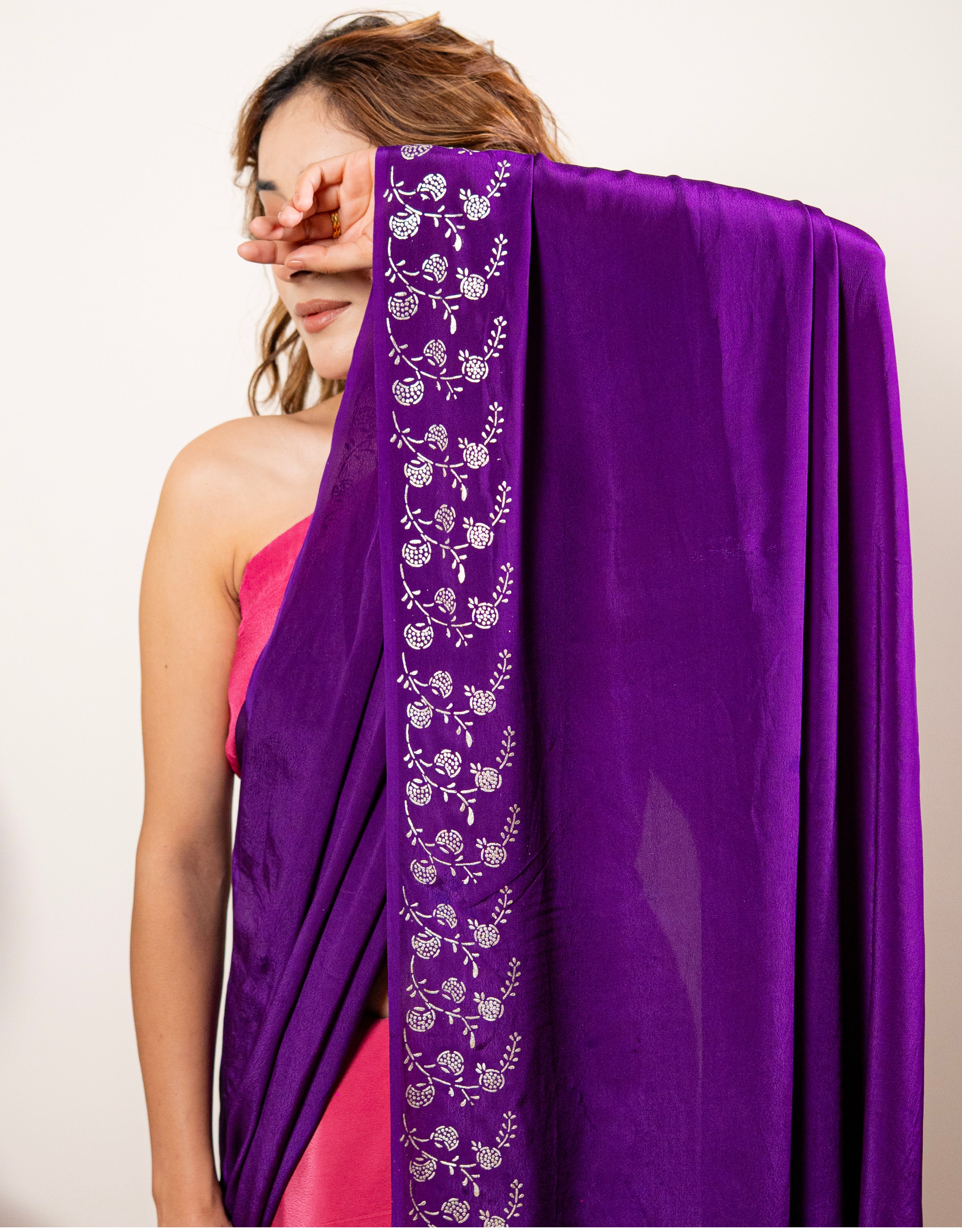 Pomegranate Ombre Real Silver Organic Crepe