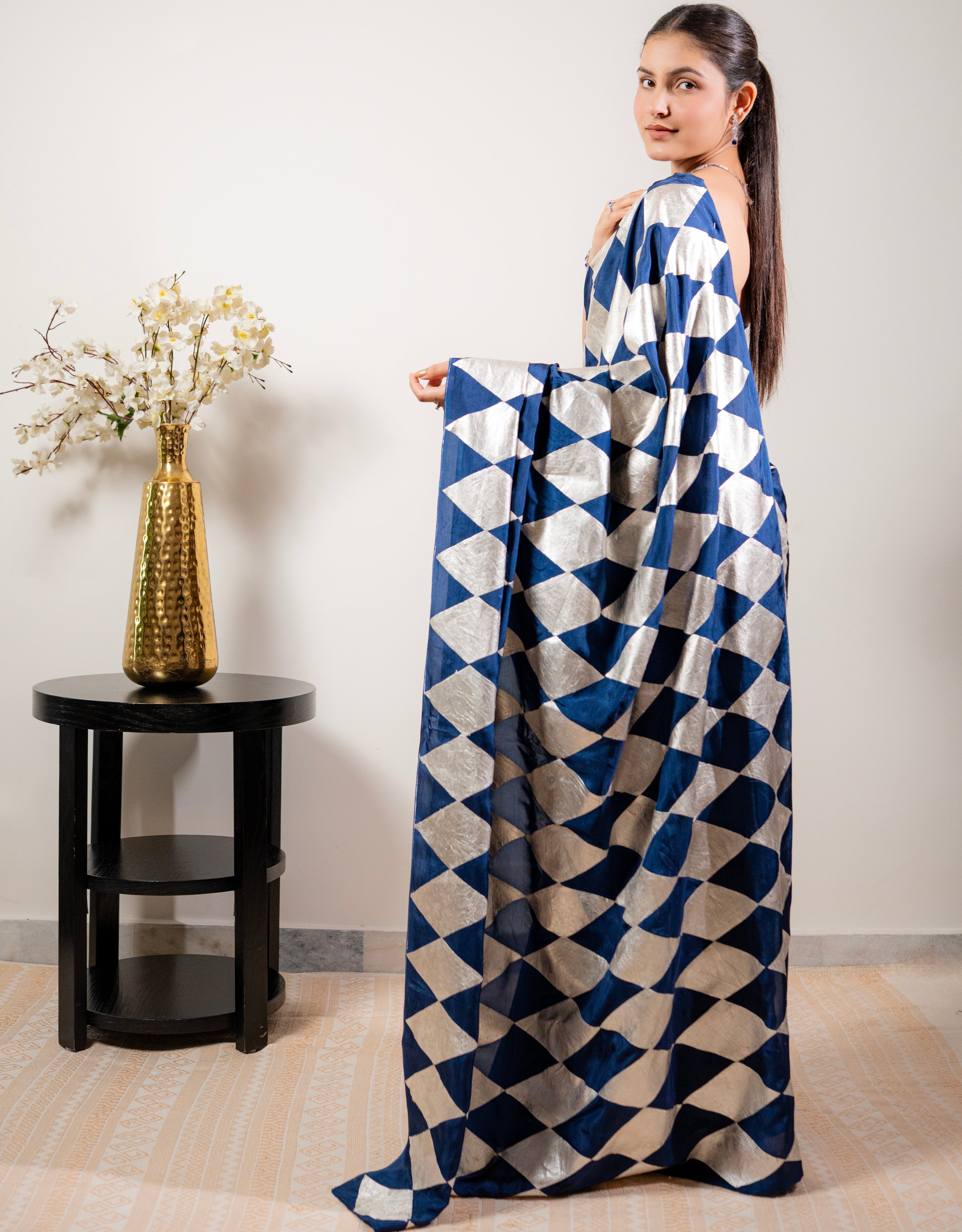 Barfi Tukda Real Silver Silk Saree