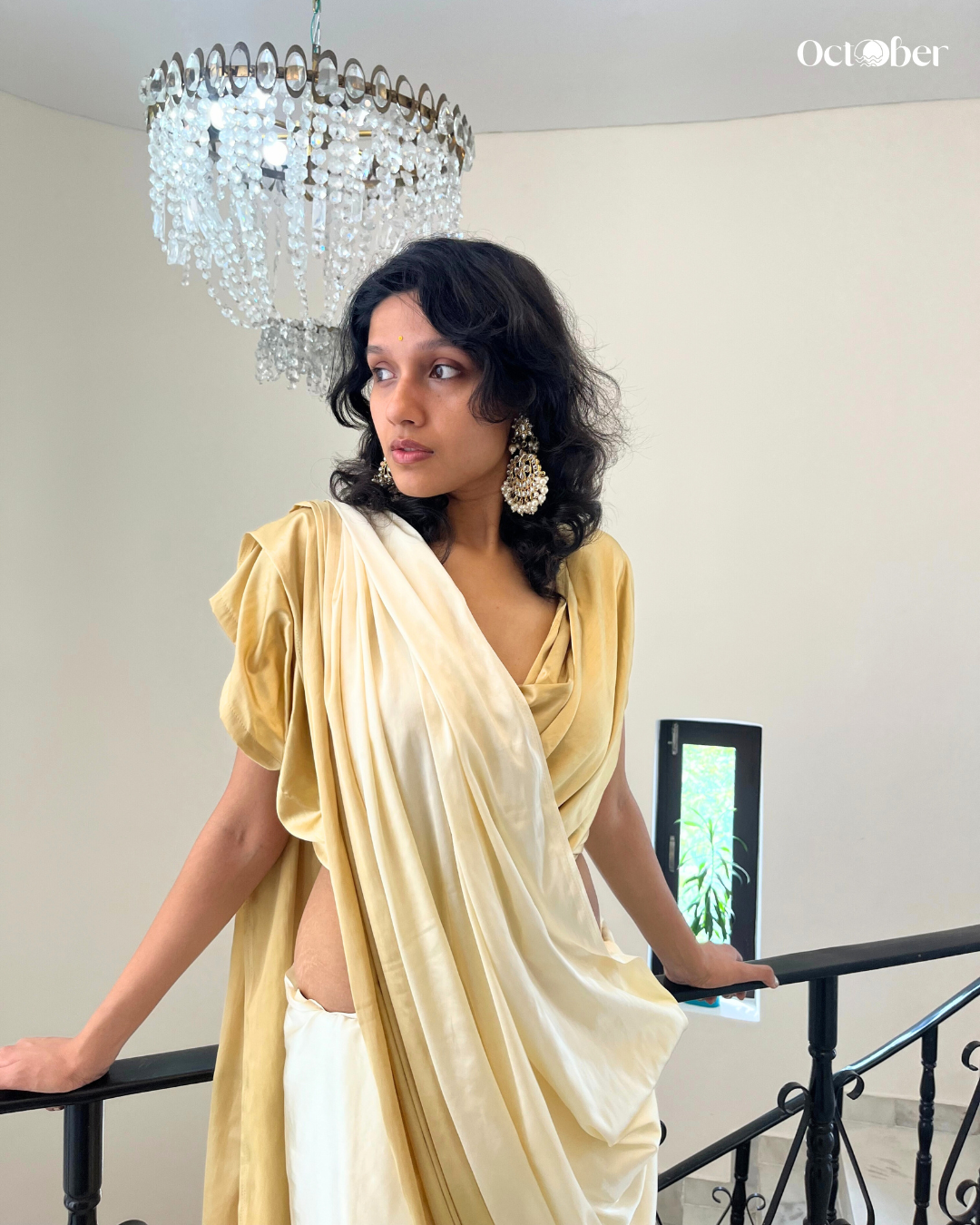 Silver and Gold Satin Saree - Ombré (Dream in Satin)