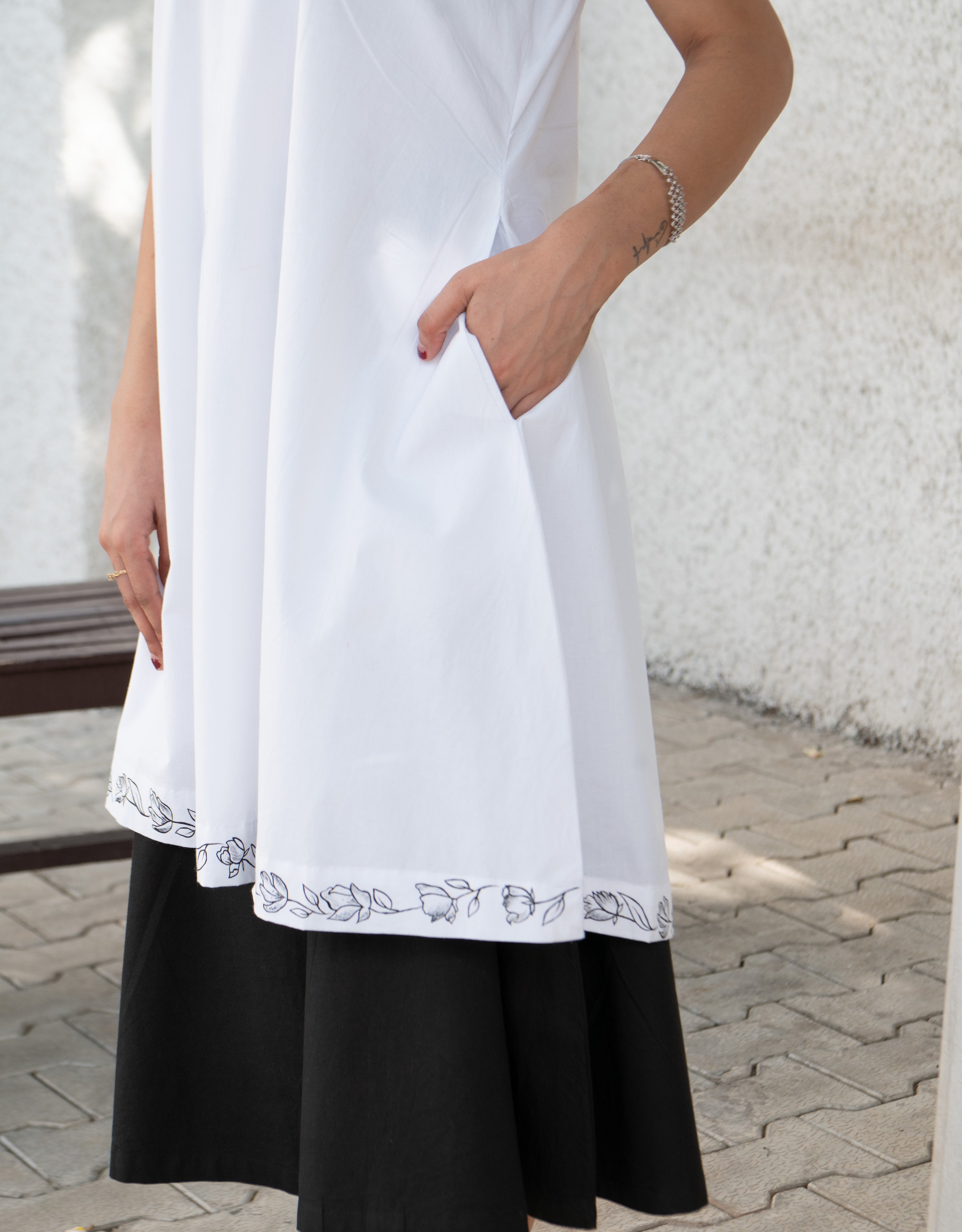 Ink & Ivory Handpainted Layered Cotton Dress