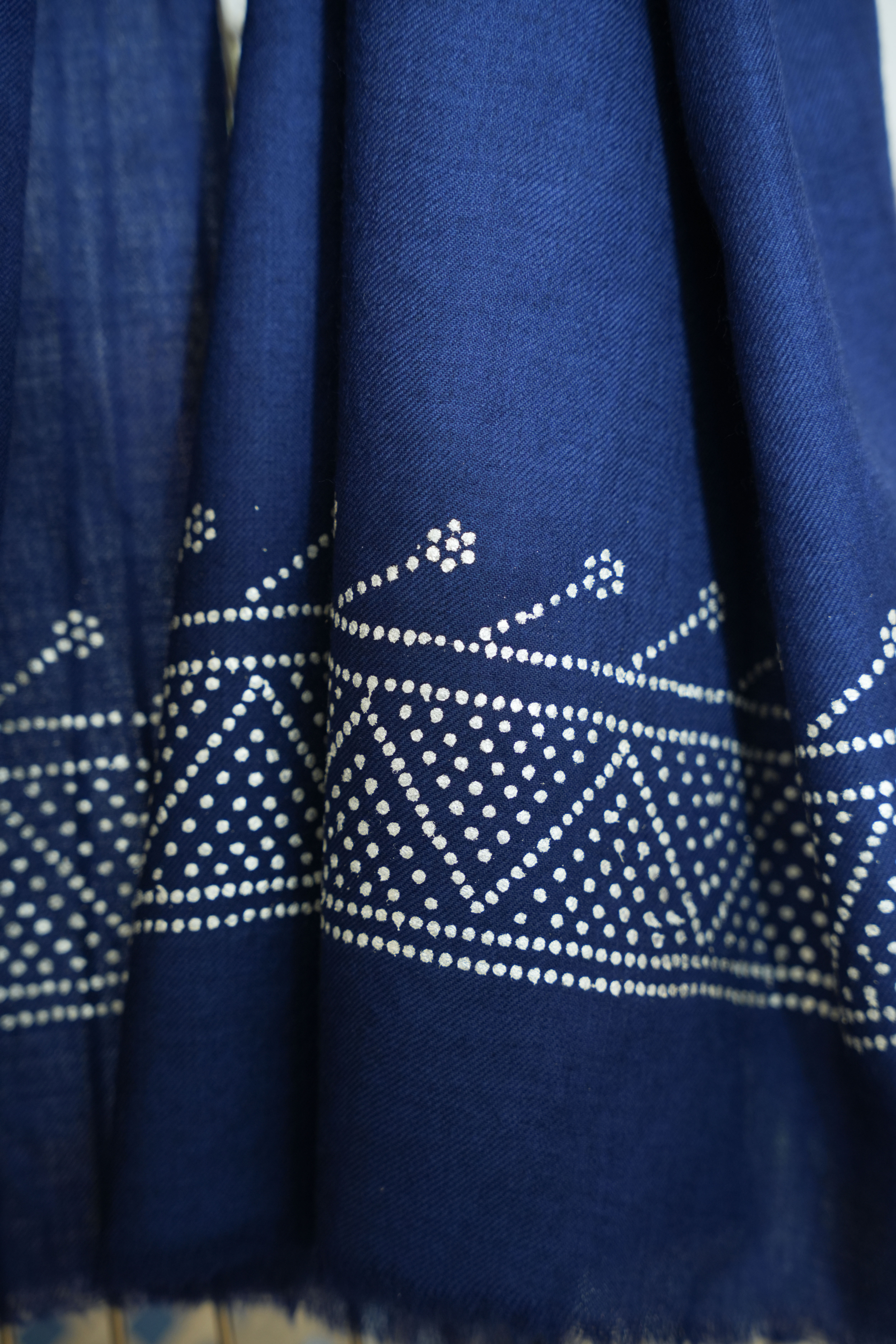 Blue Fine Wool Chandi Scarf