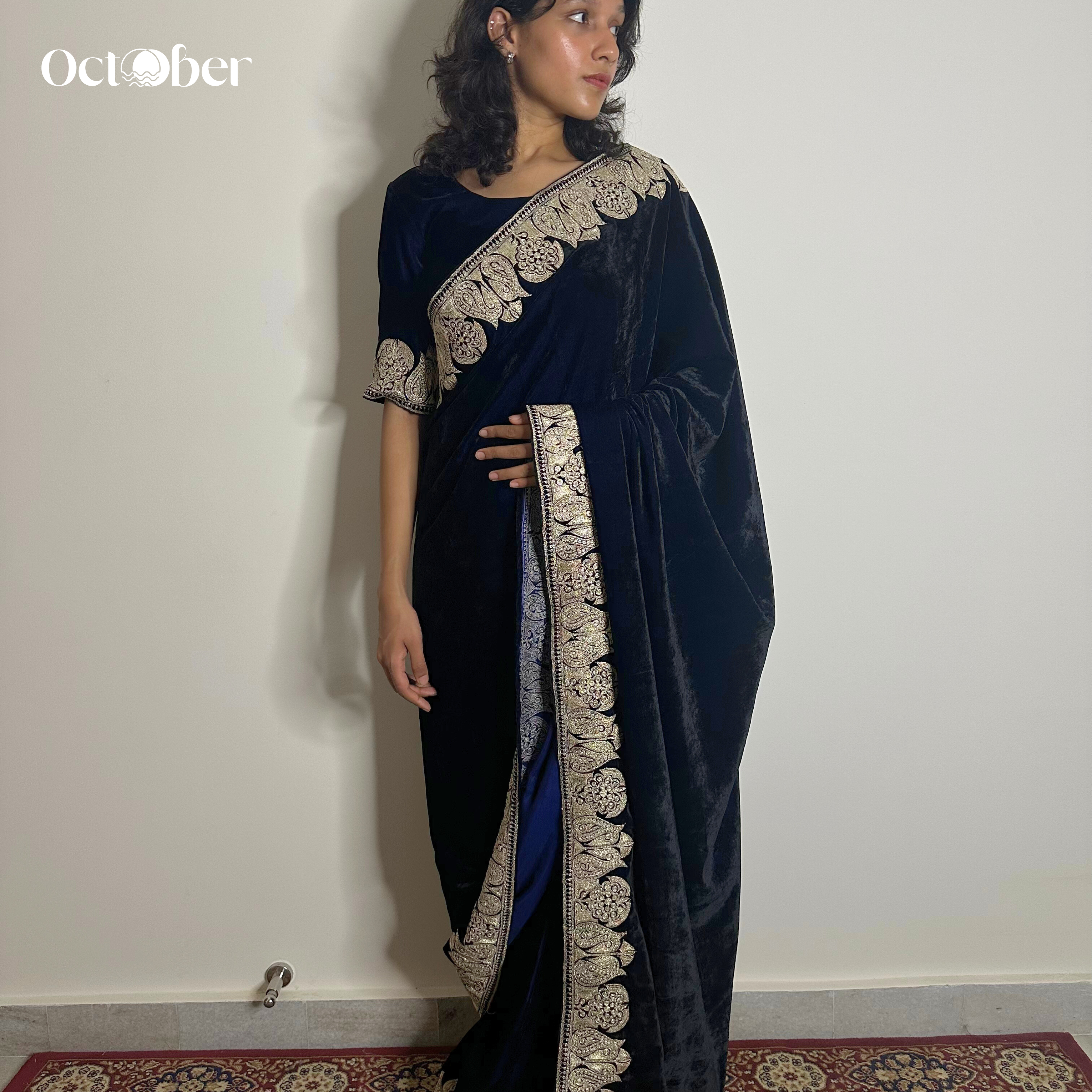 Classic Velvet Tilla Embroidery Saree (October Weddings)
