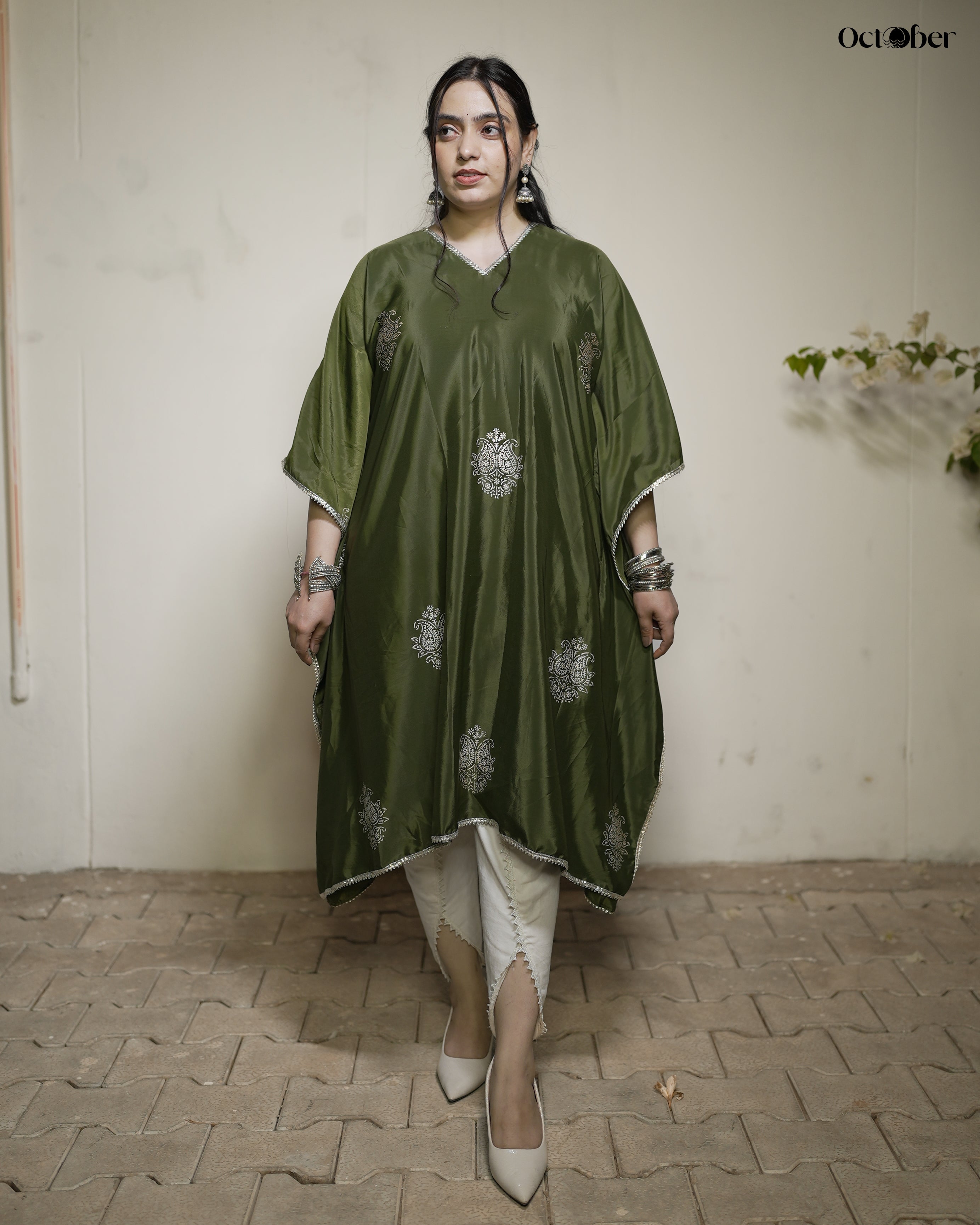 Olive Crepe Kaftan - Iris (The Greek Goddess)