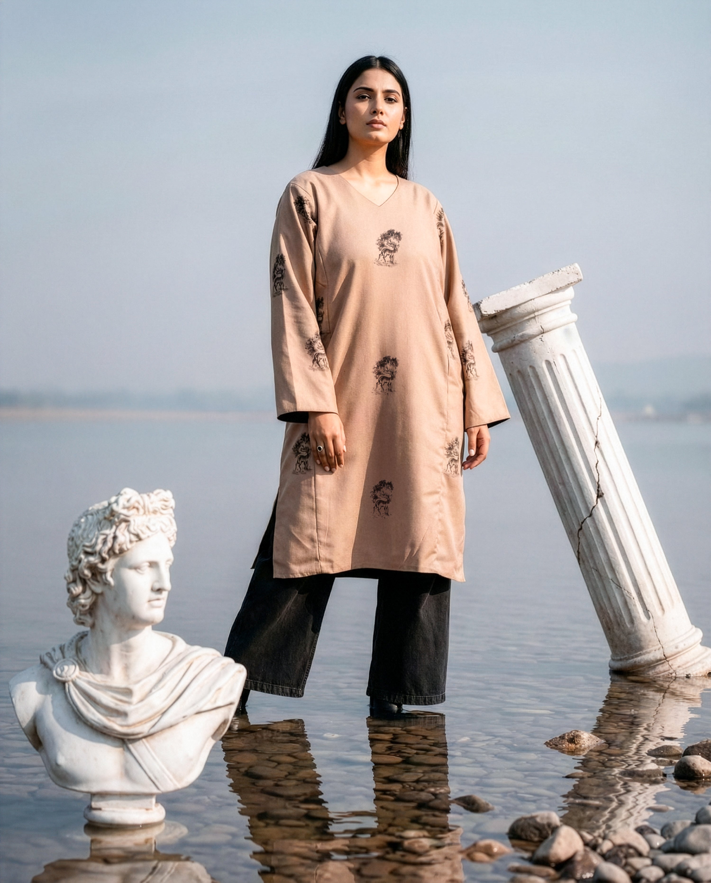 Two-Sided Story Reversible Handpainted Phiran