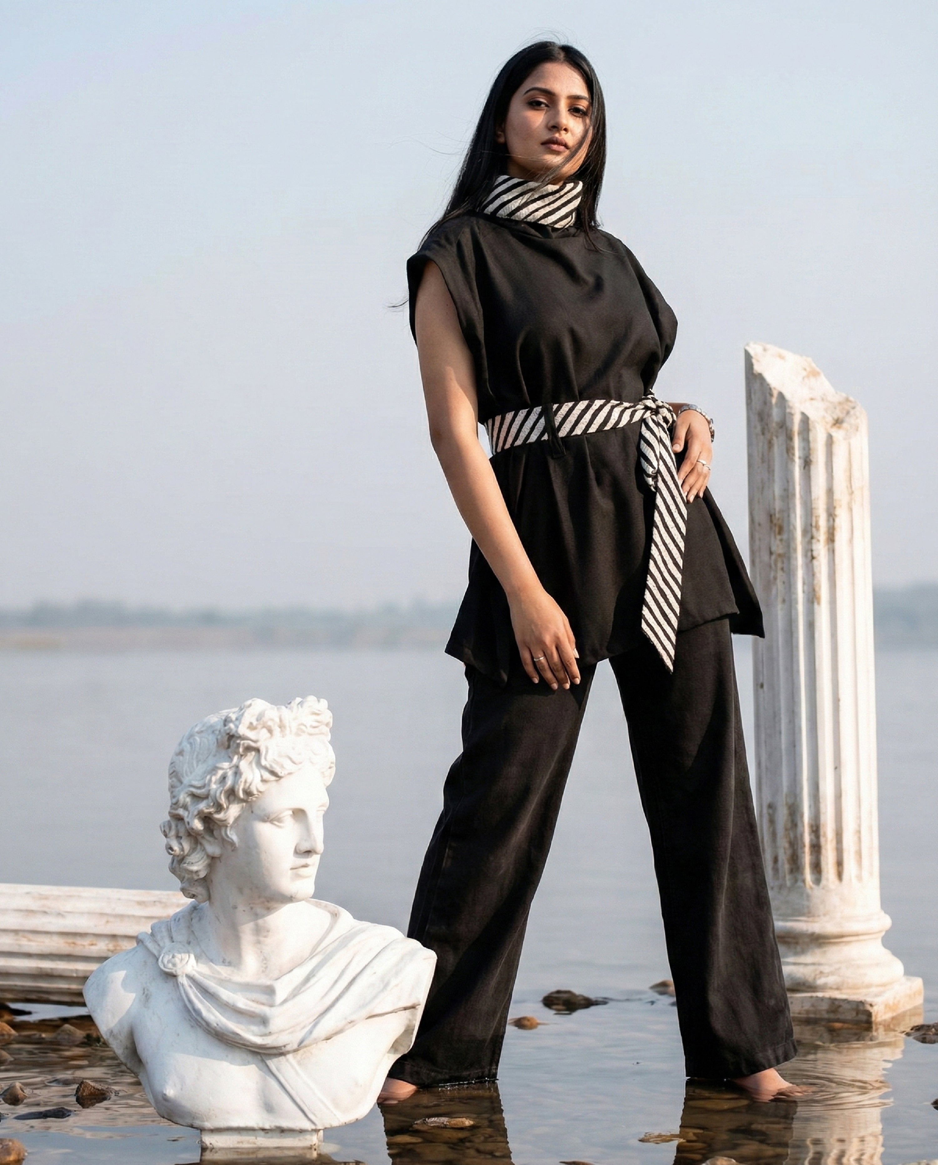 Winter Stitch Embroidered Turtleneck Cape