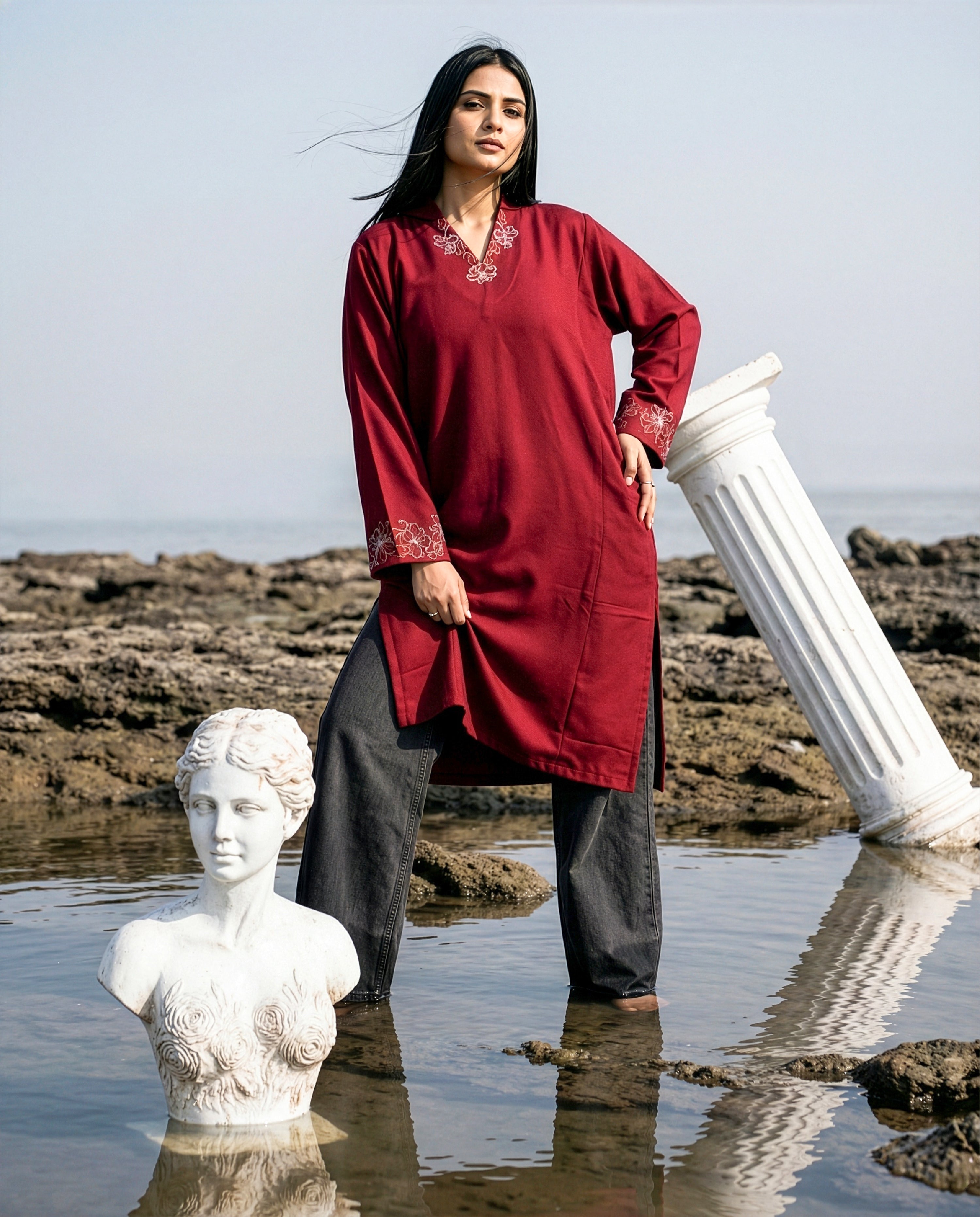 Cinnamon Bloom Hooded Handpainted Phiran