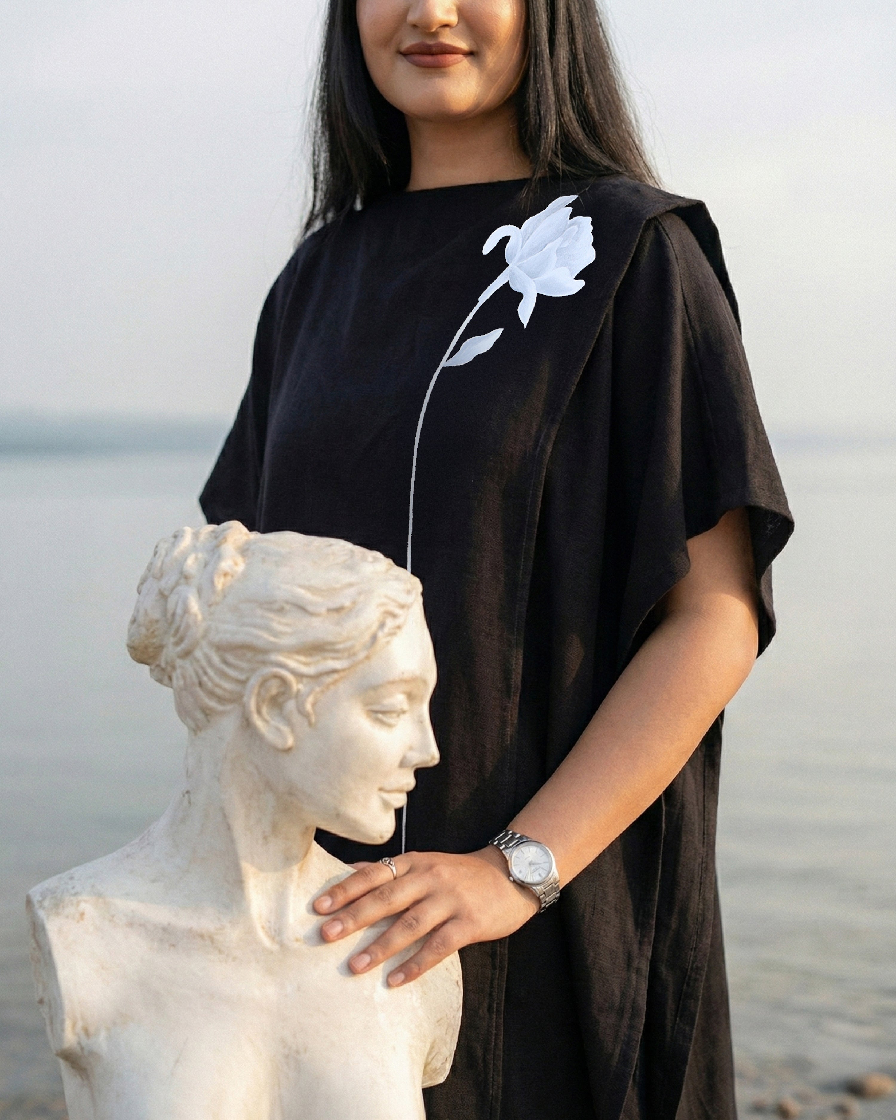 Night Rose Handpainted Cape