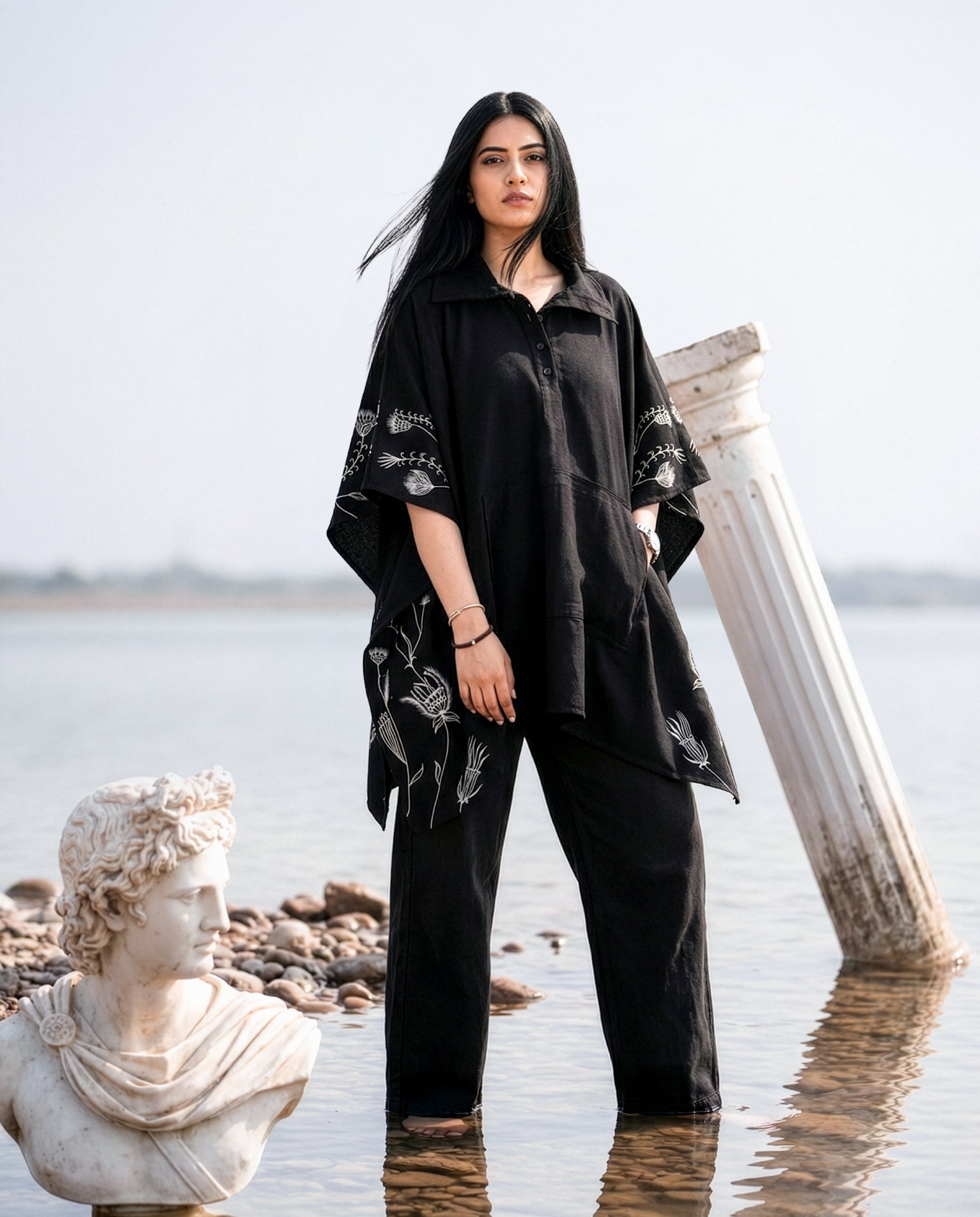 Inkwash Handpainted Kaftan Cape