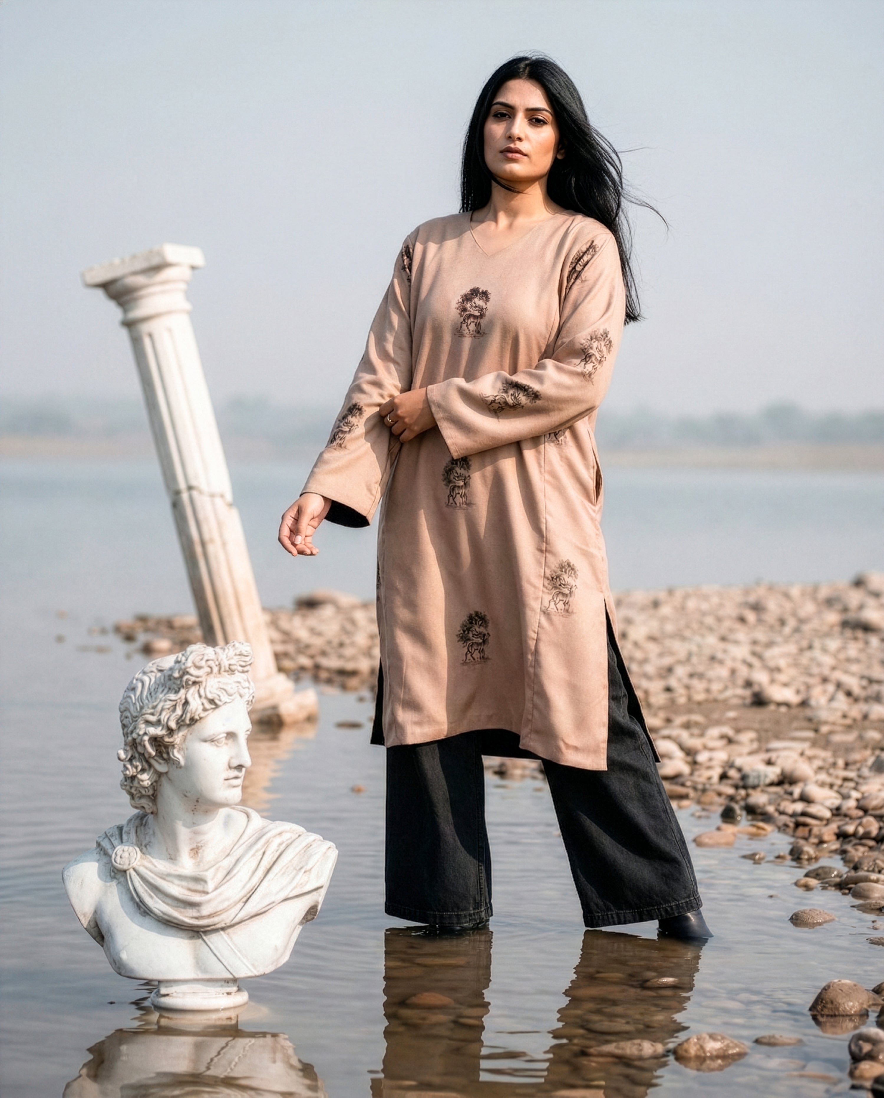 Two-Sided Story Reversible Handpainted Phiran