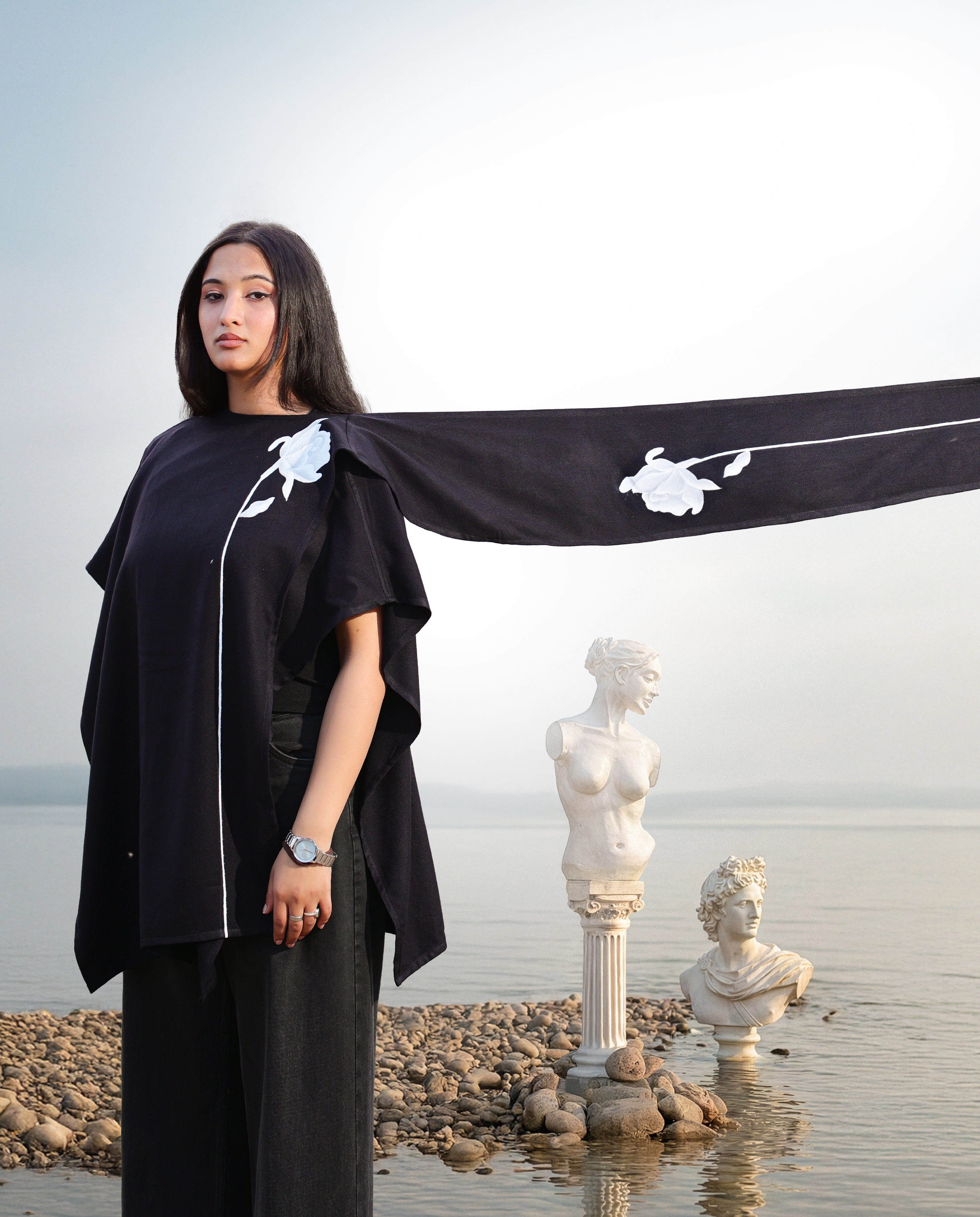 Night Rose Handpainted Cape