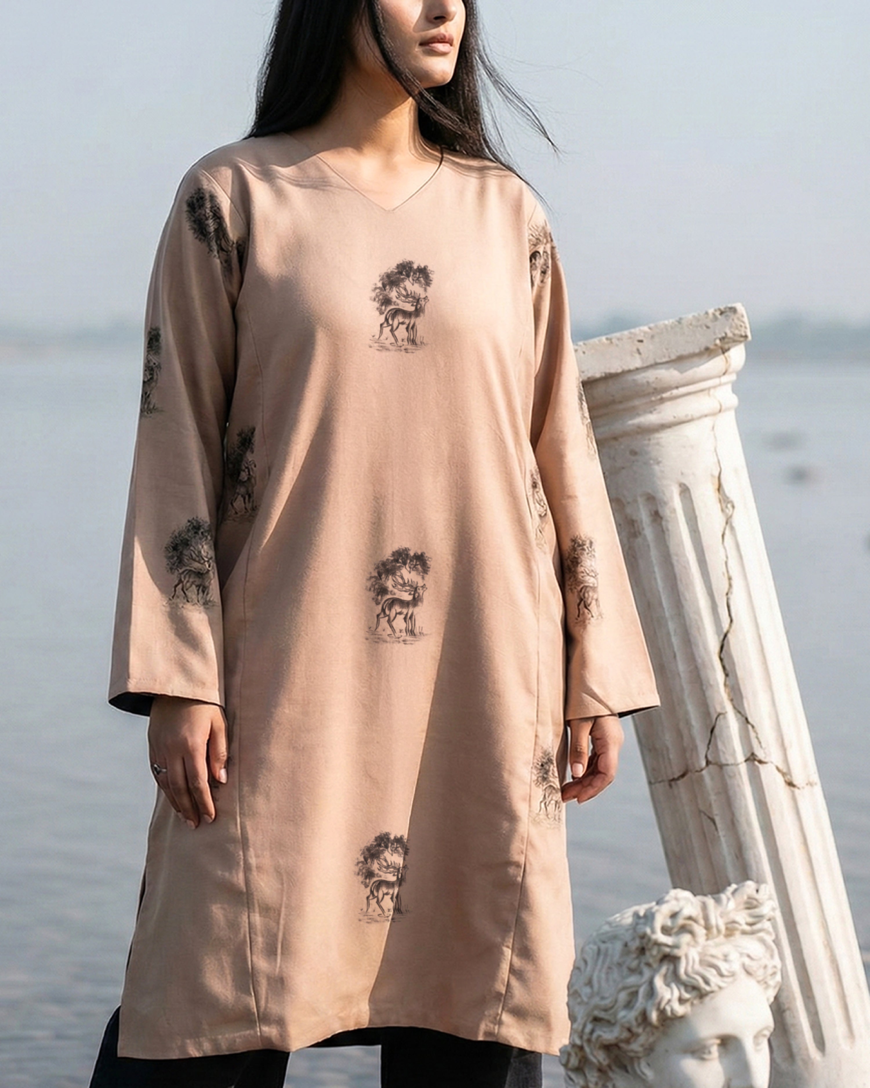 Two-Sided Story Reversible Handpainted Phiran