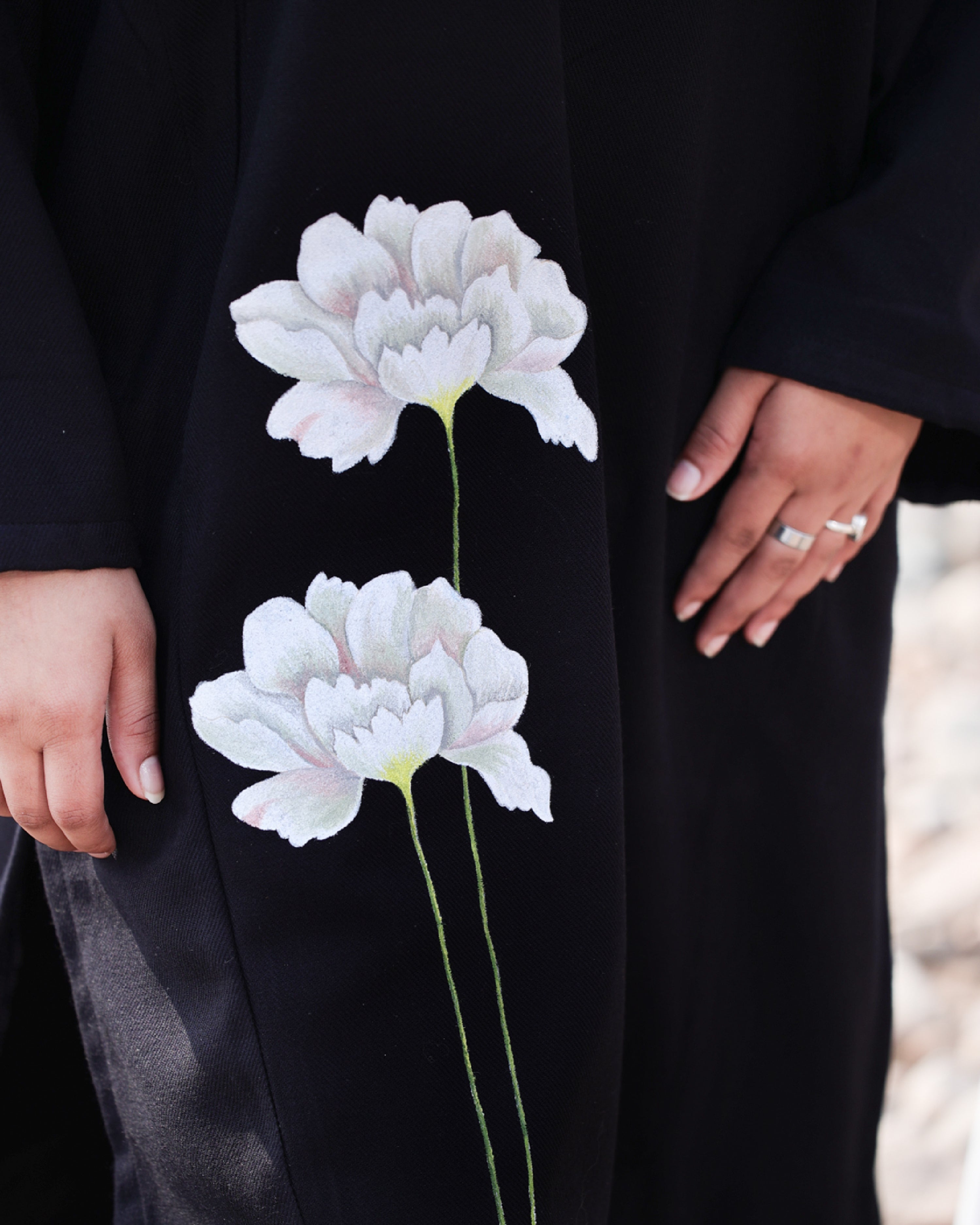 Moon Garden Floral Handpainted Phiran