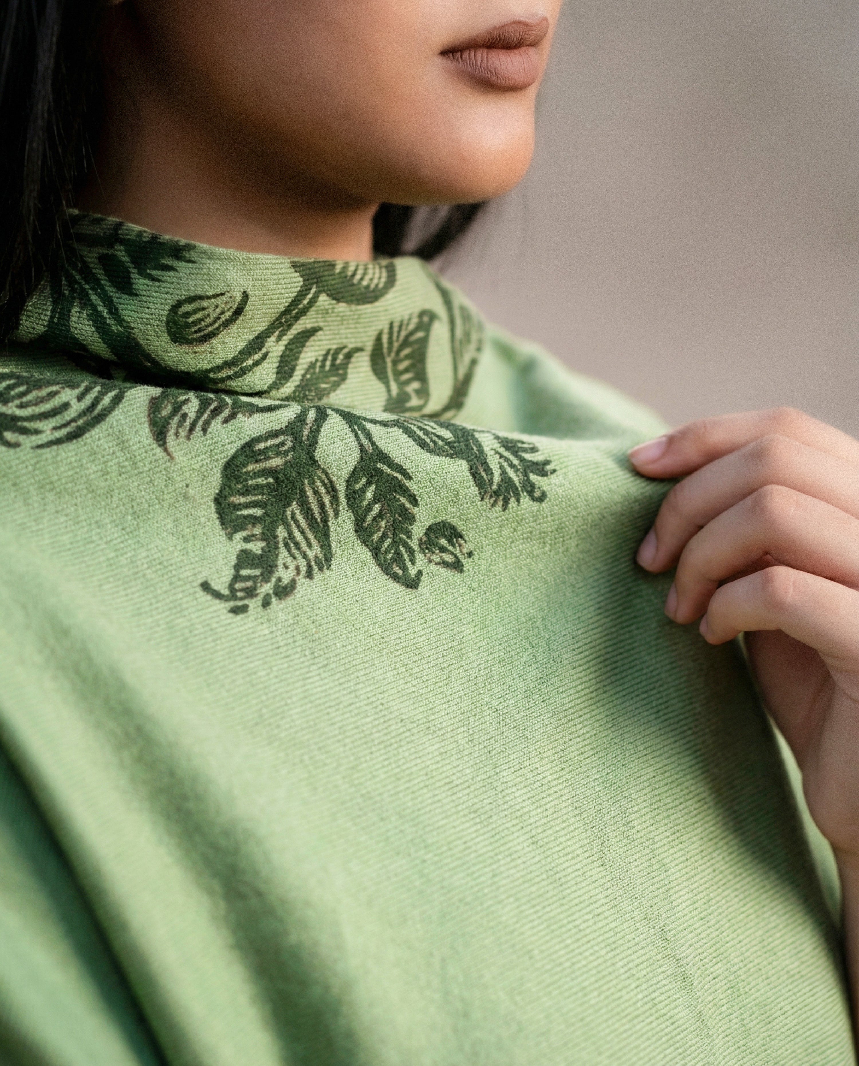 Forest Sketch Handpainted Turtleneck Cape