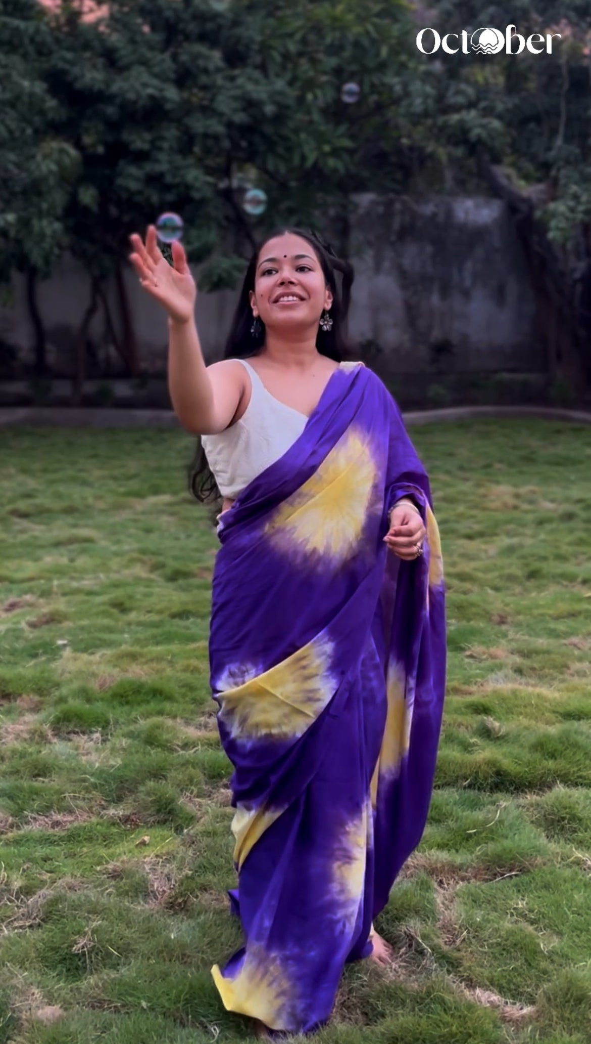 Purple Pure Cotton Tie & Dye Saree -Tooti Frooti (Poppins)