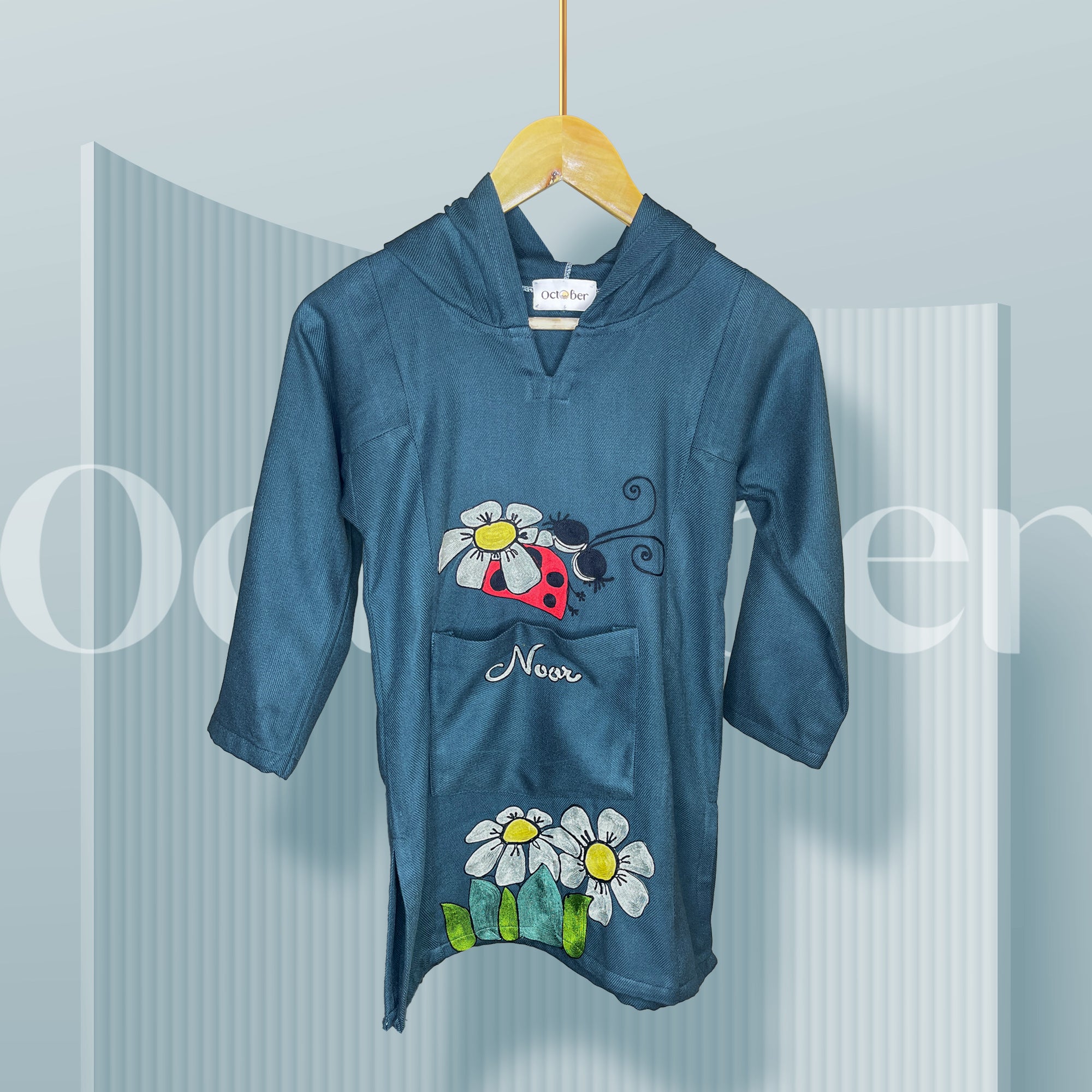Blue Beetles Woolen Phiran with Hoodie (Kids Wear)