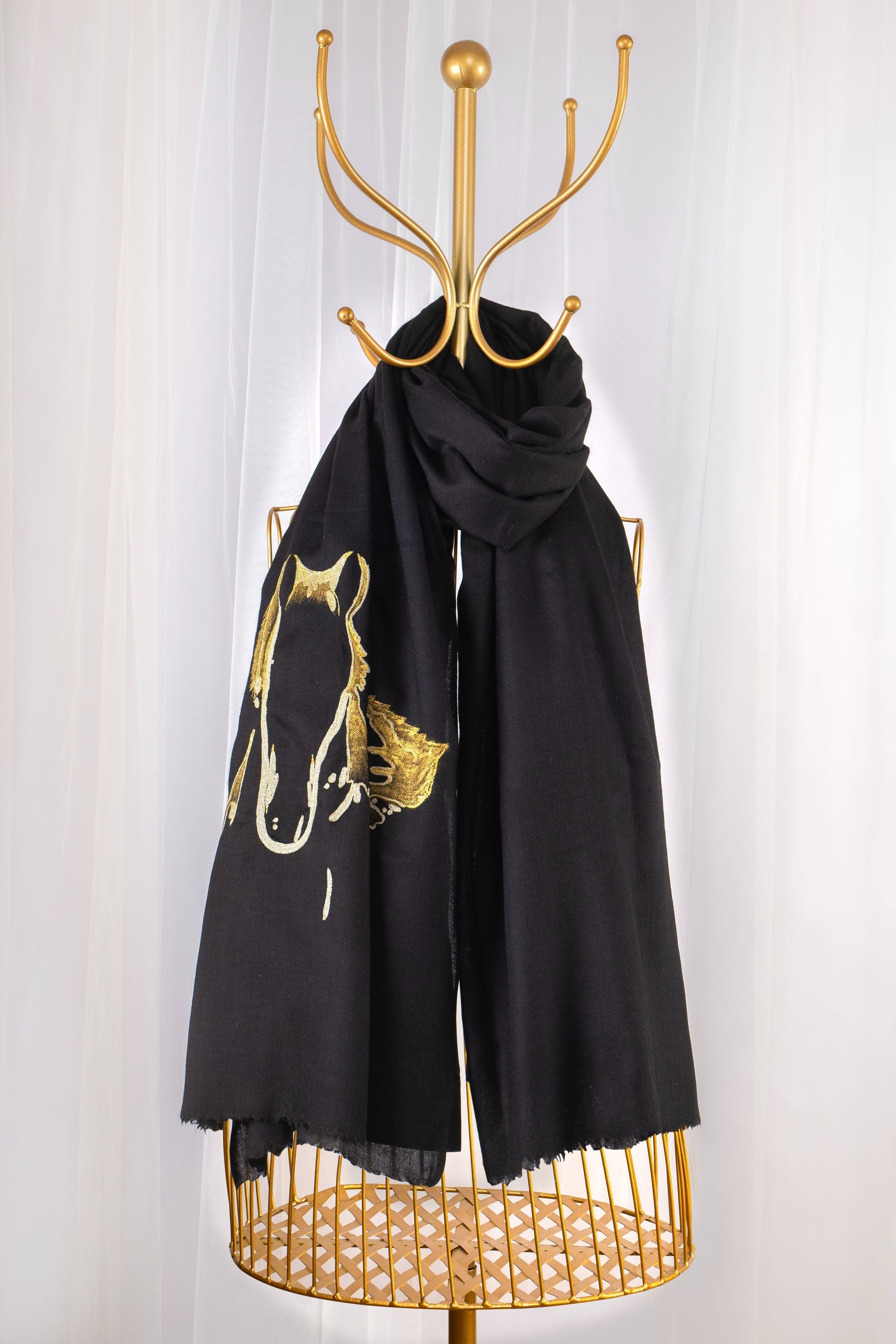 Black Pure Pashmina Embroidered Scarf - Poetry In Motion (Into Their Den)