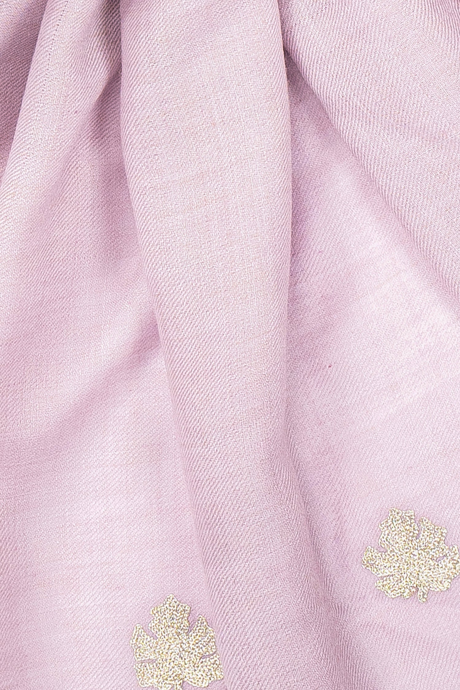 Lilac Pure Pashmina Embroidered Scarf - Chinar Patta (Love Jammu &Kashmir)
