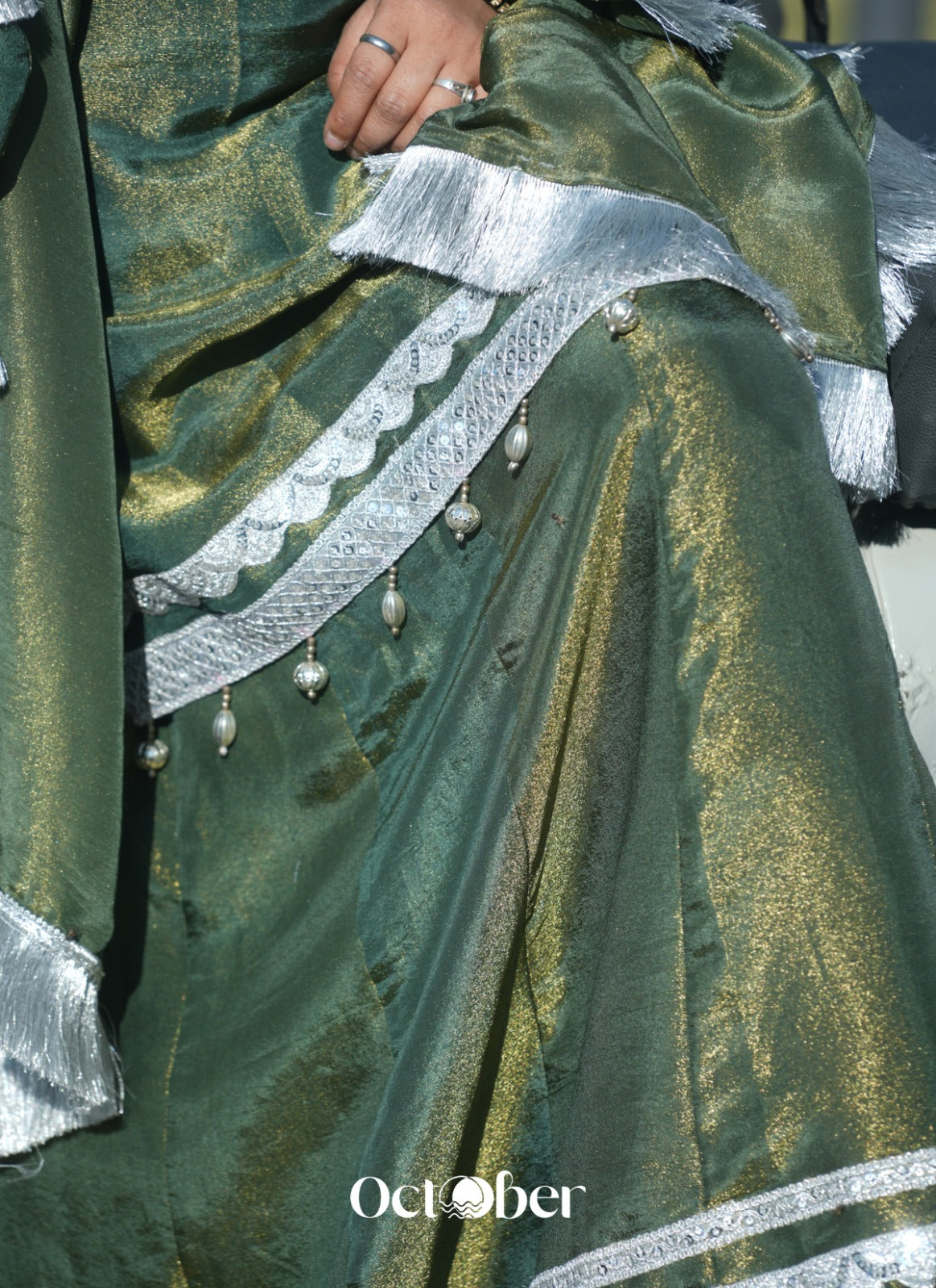 Olive Green Tissue Silk Suit