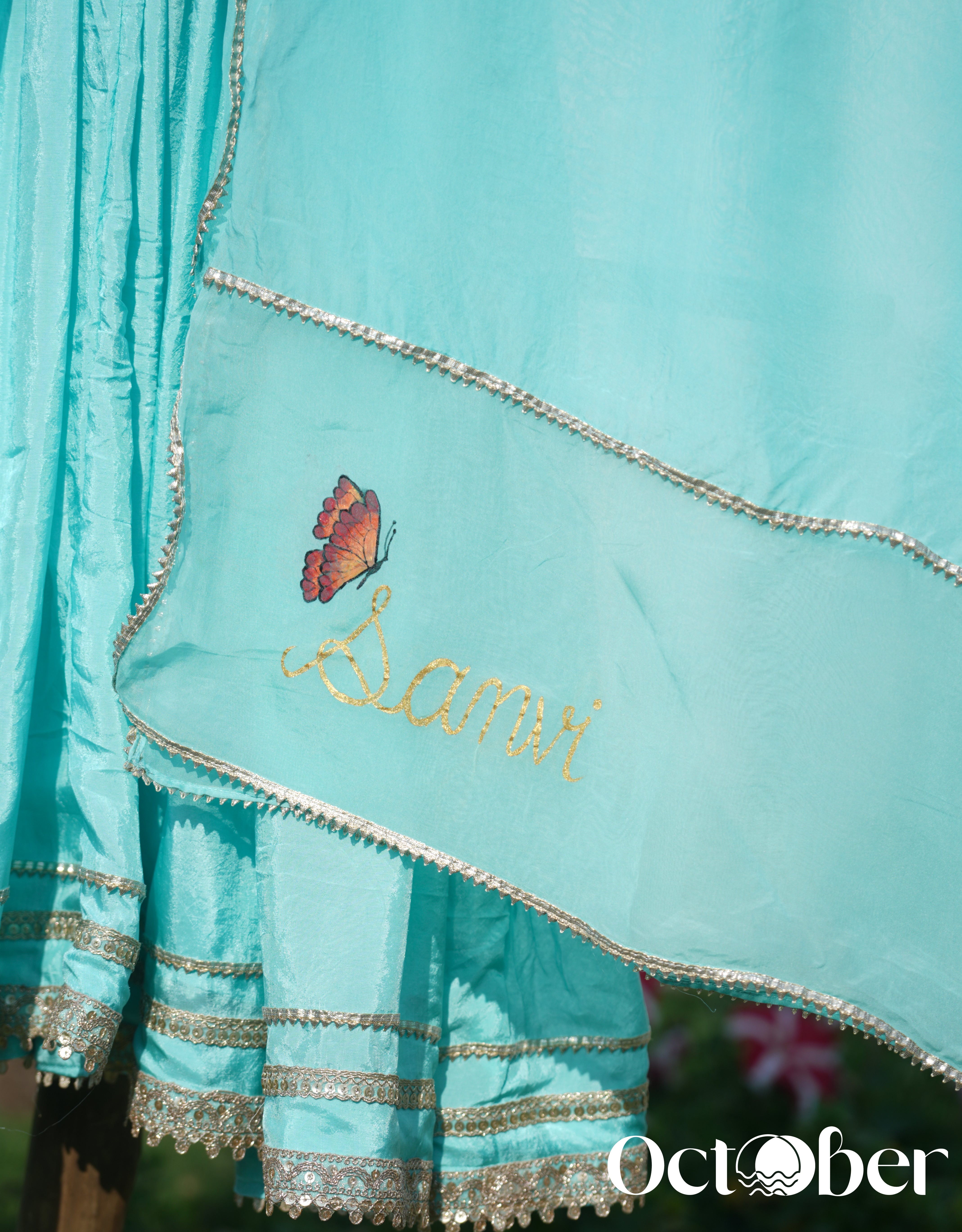 Sea Blue Silk Anarkali Suit (Kids Wear)