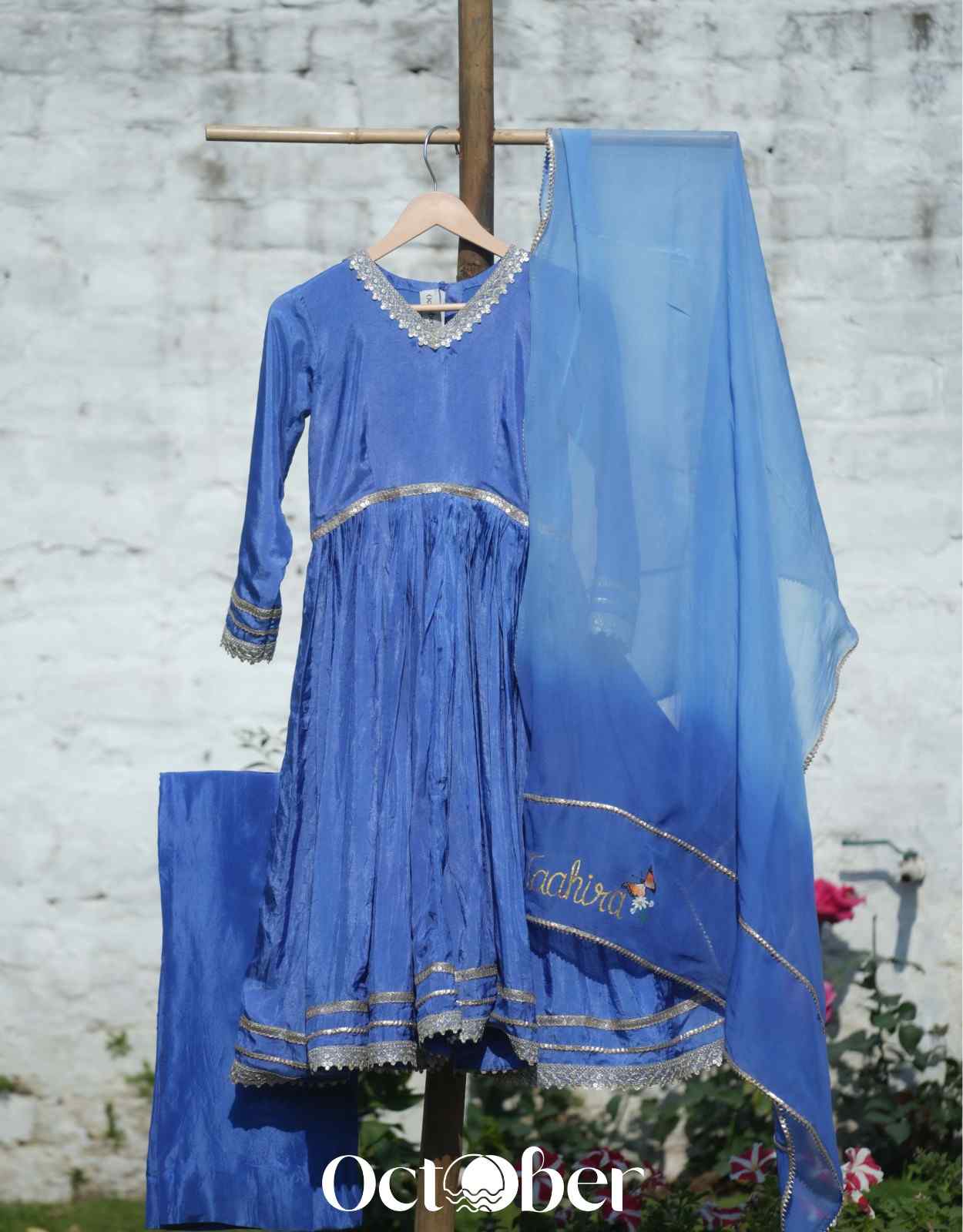 Blue Silk Anarkali (Kids Wear)