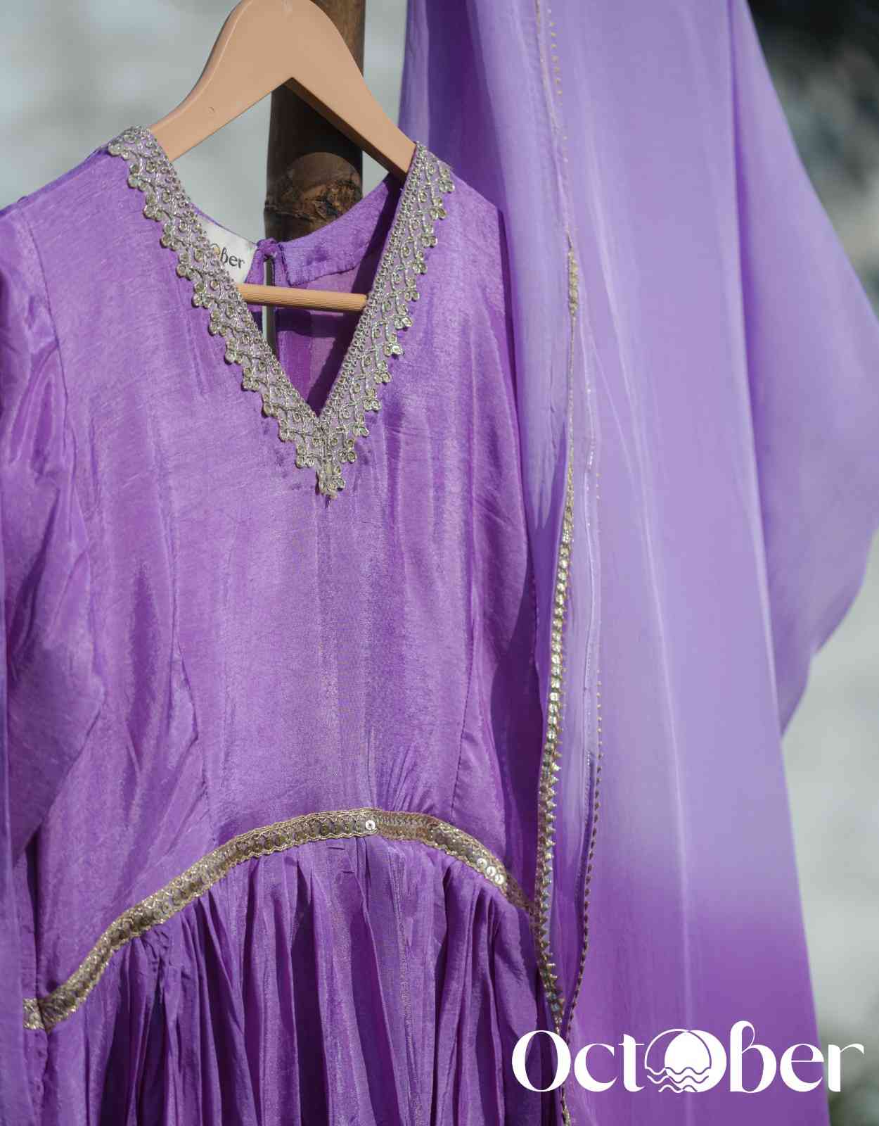 Lilac Silk Anarkali Suit (Kids Wear)