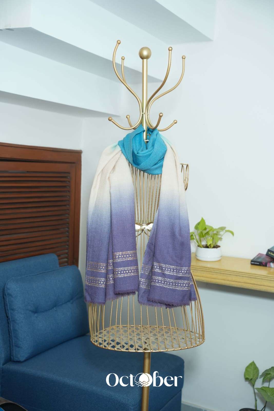 Ombre (Lilac & Sky Blue) Fine Wool Chandi Scarf