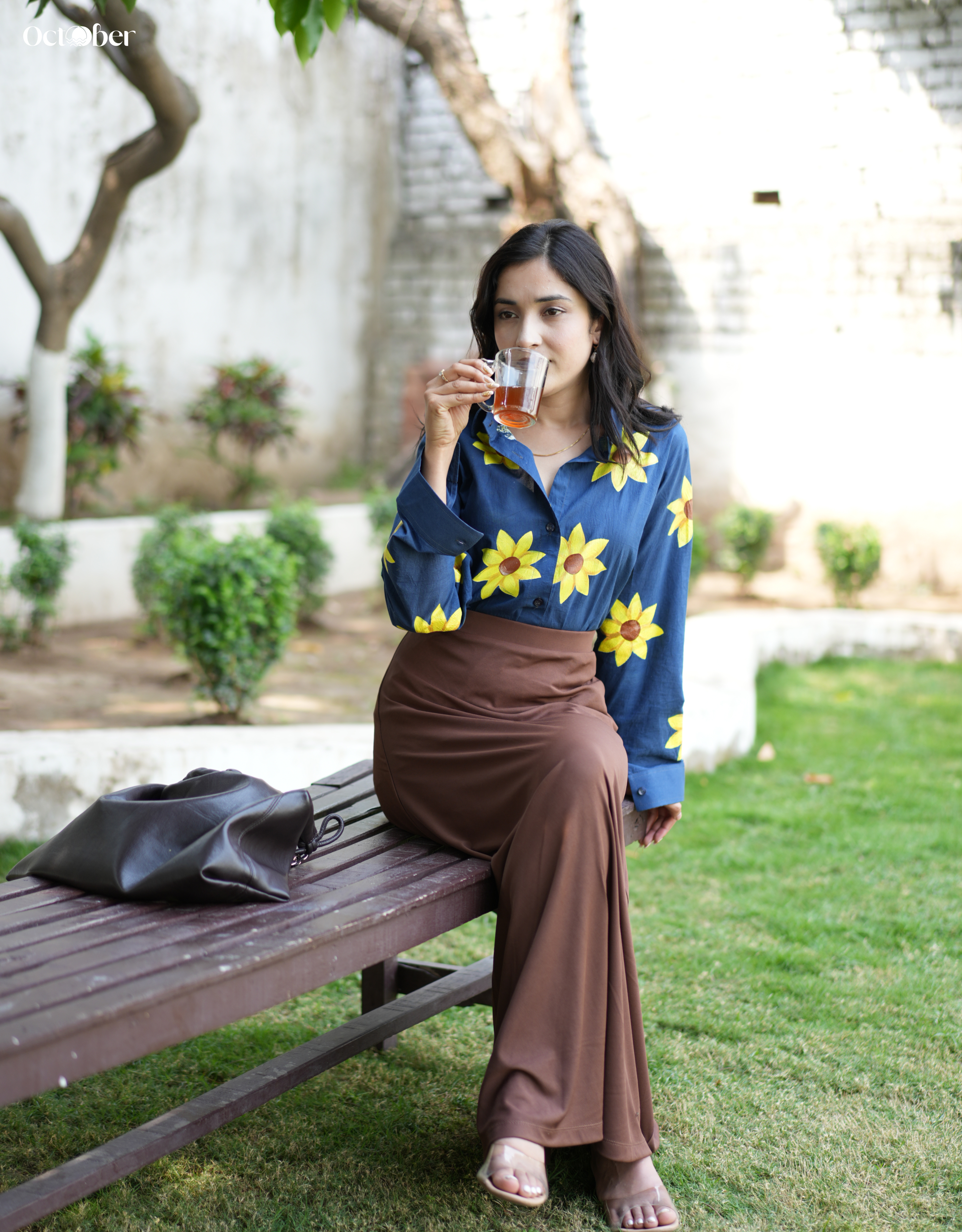 Blue Cotton Sunflower Shirt (Flowers, Fragrances and More)
