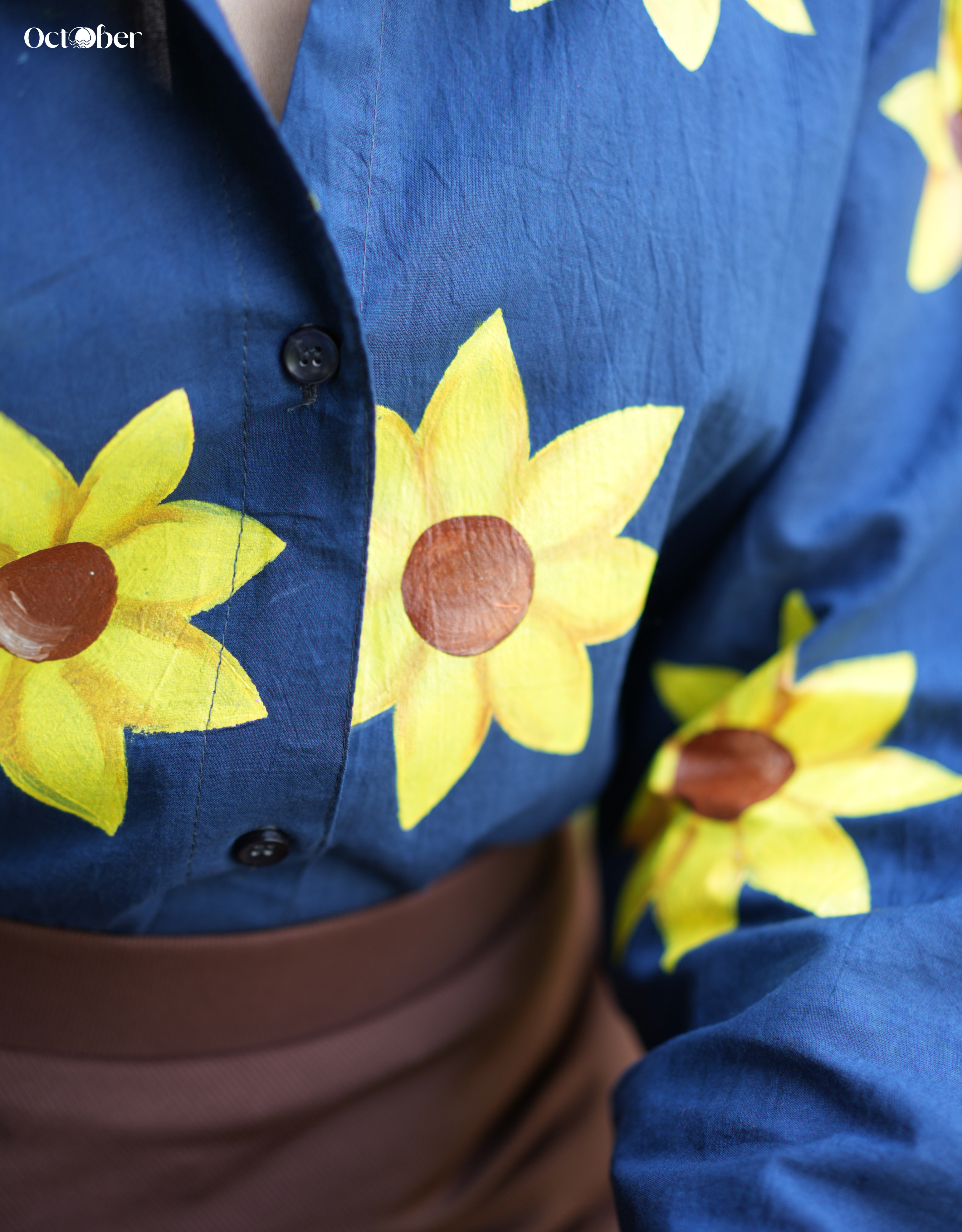 Blue Cotton Sunflower Shirt (Flowers, Fragrances and More)