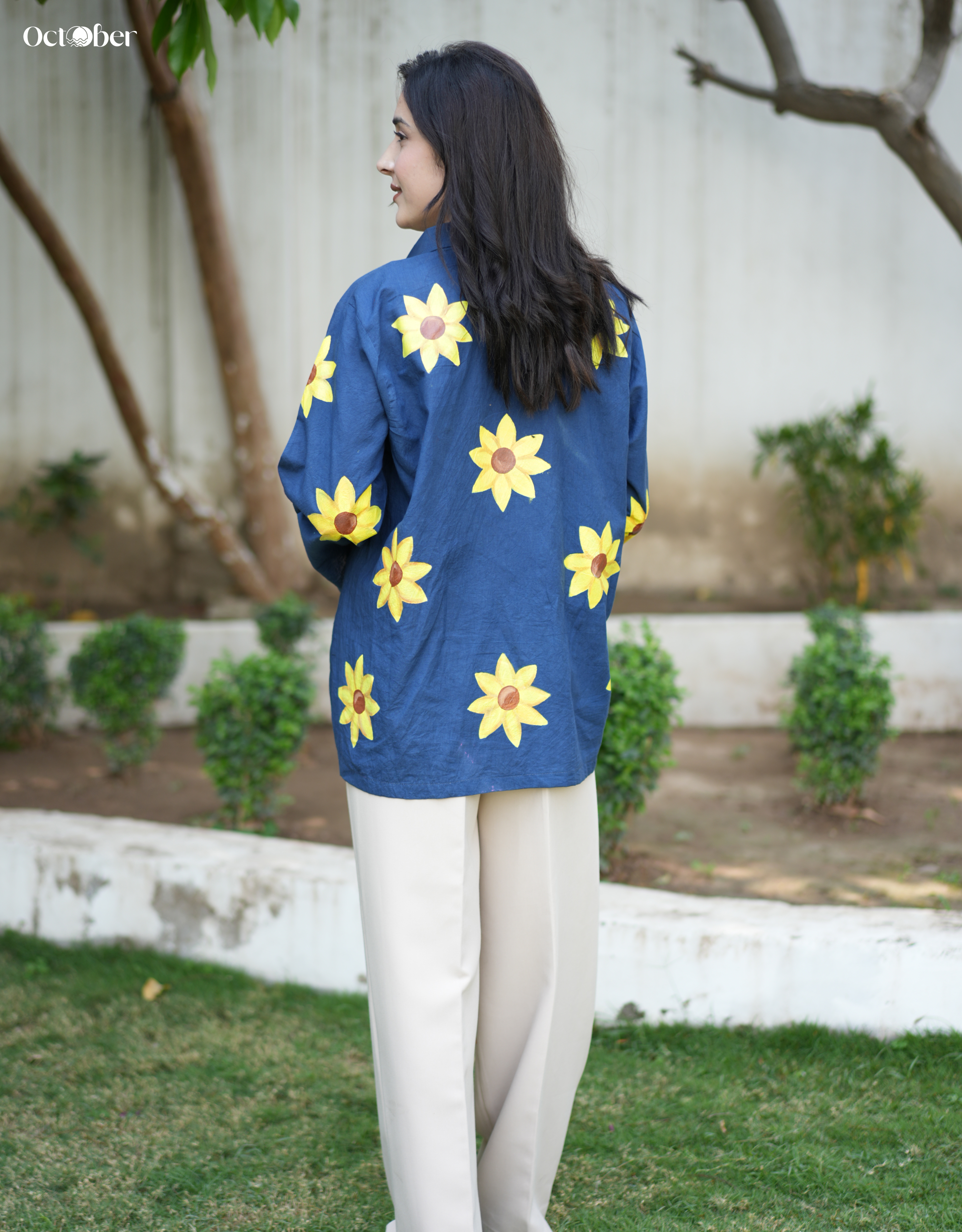 Blue Cotton Sunflower Shirt (Flowers, Fragrances and More)