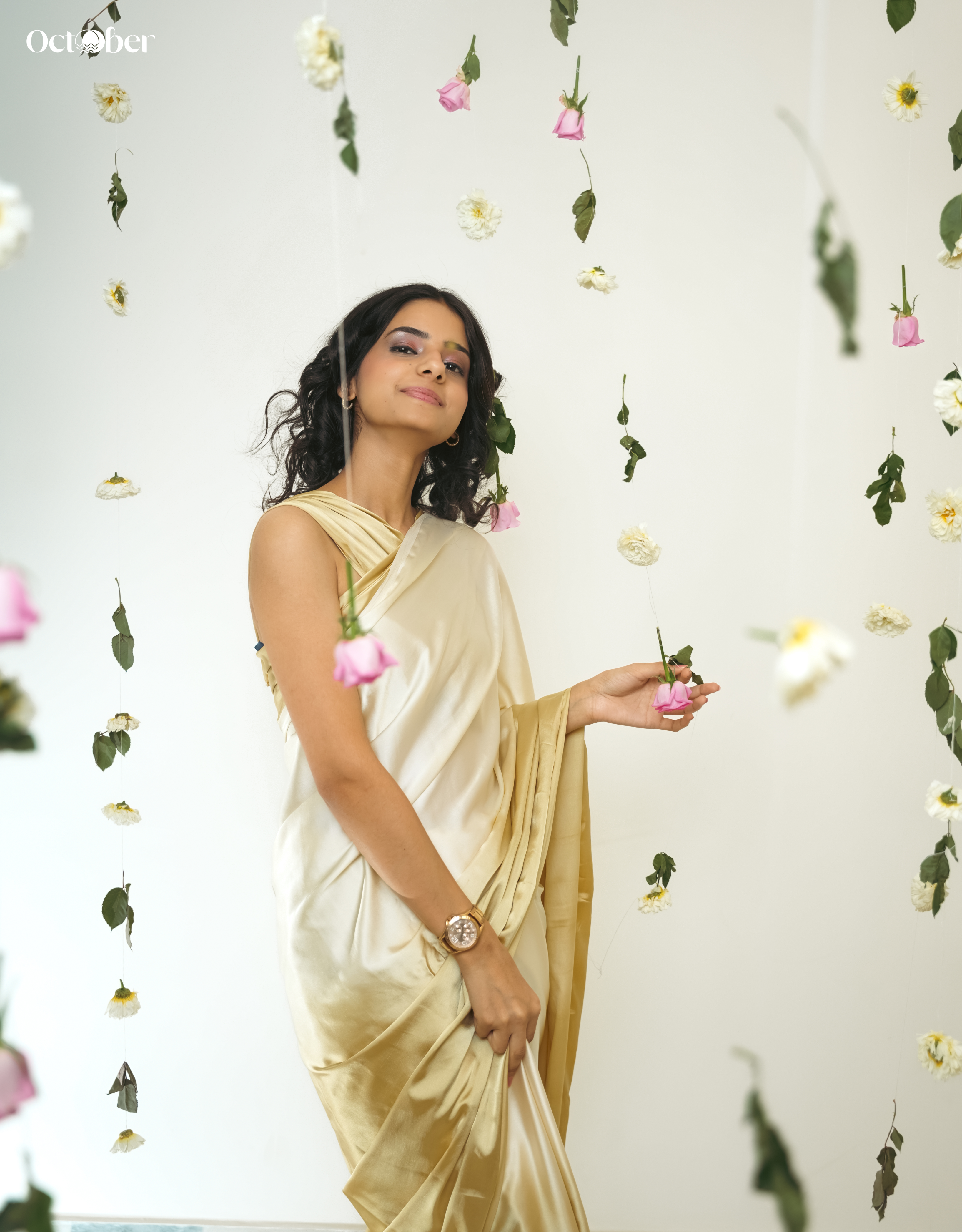 Silver and Gold Satin Saree - Ombré (Dream in Satin)