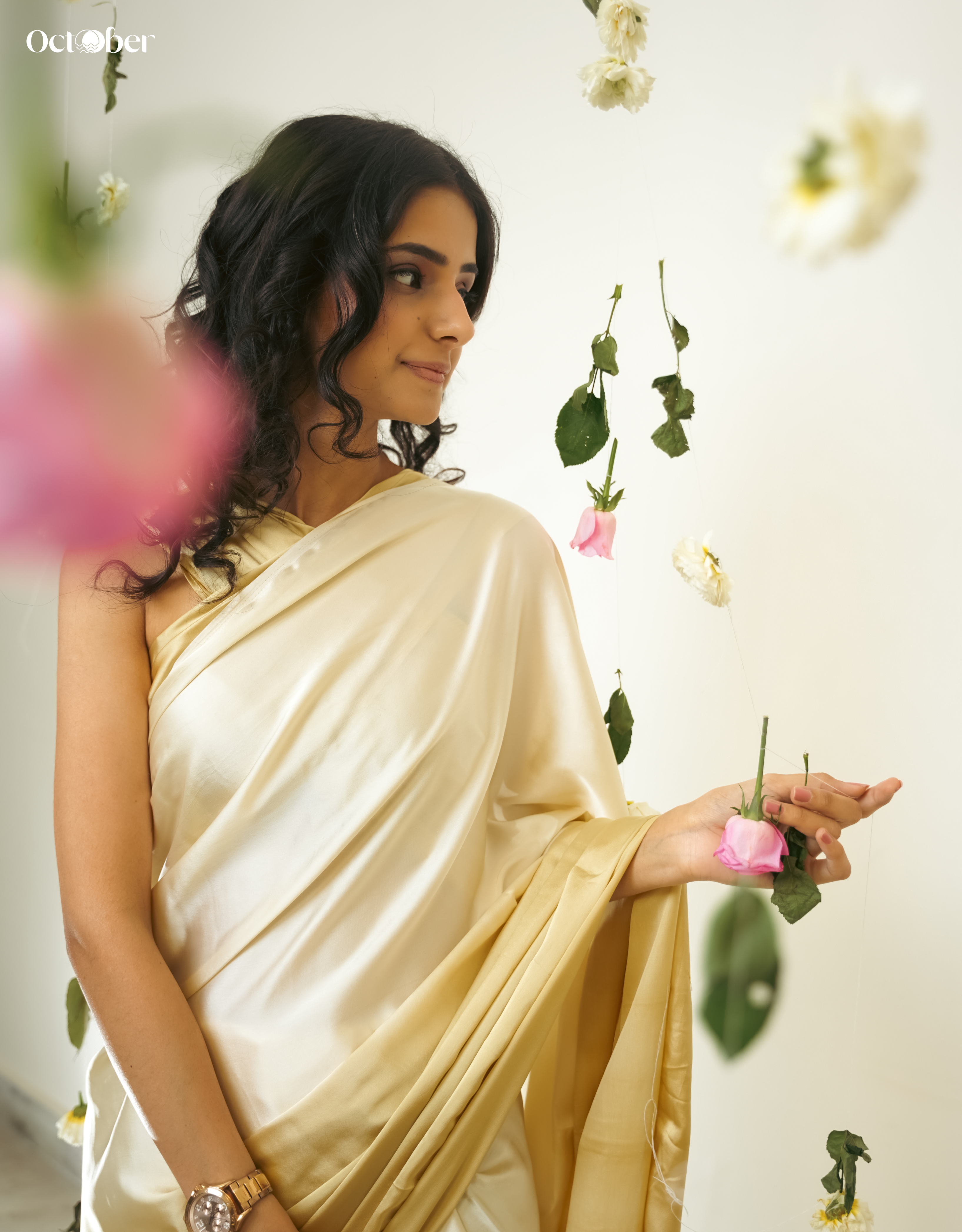Silver and Gold Satin Saree - Ombré (Dream in Satin)