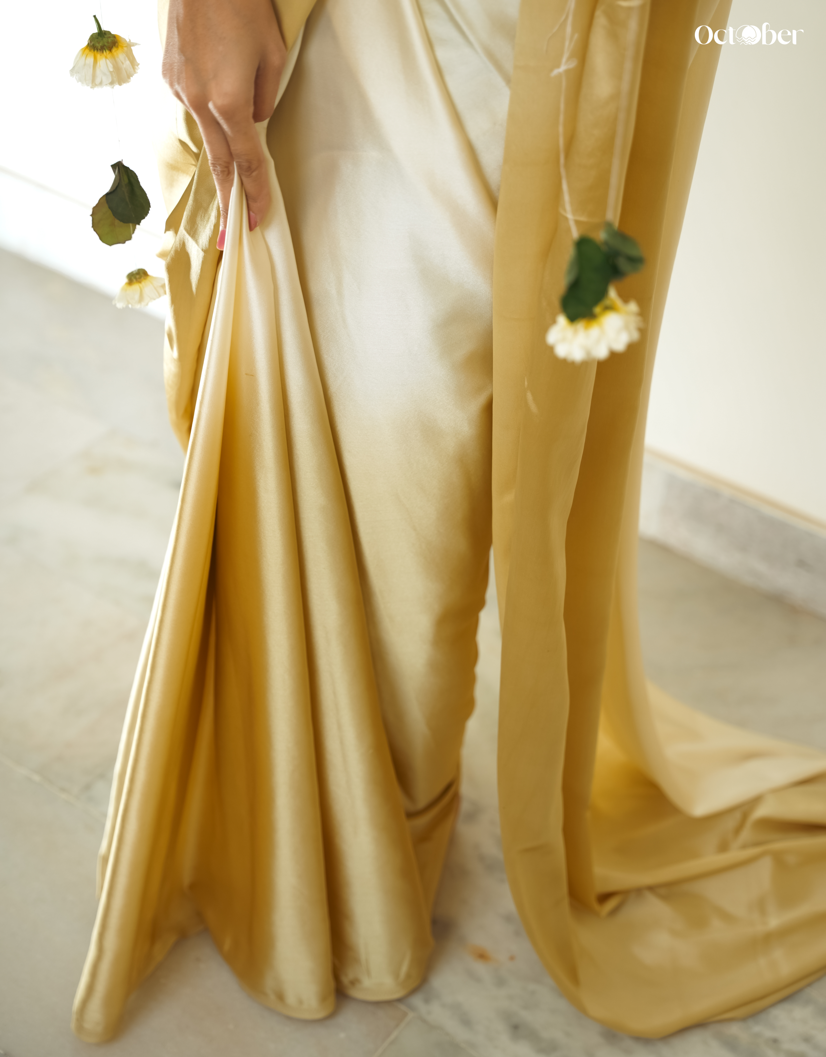 Silver and Gold Satin Saree - Ombré (Dream in Satin)