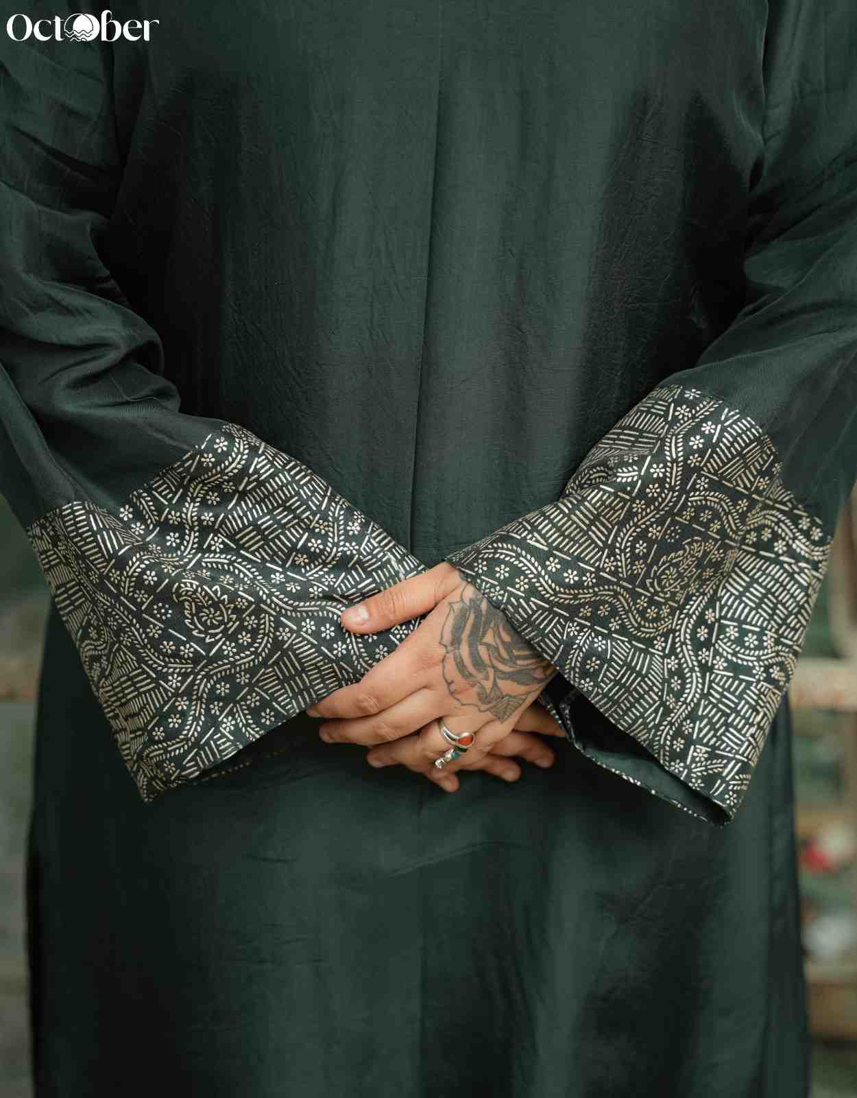 Green Silk Real Silver Coord-Set