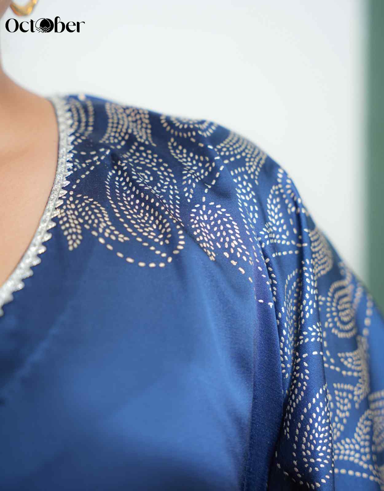 Blue Silk Real Silver Kaftan - Apollo (The Greek Goddess)