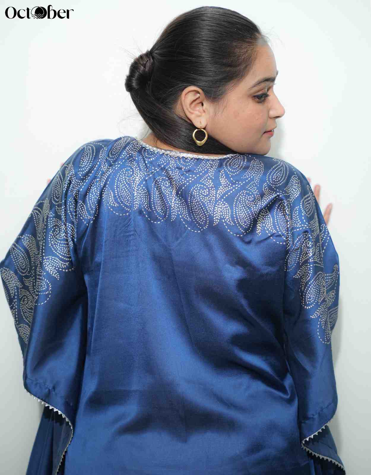 Blue Silk Real Silver Kaftan - Apollo (The Greek Goddess)