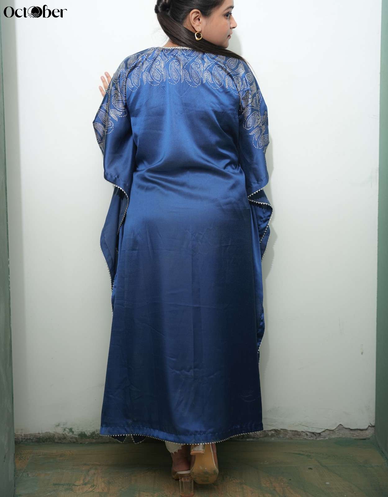 Blue Silk Real Silver Kaftan - Apollo (The Greek Goddess)